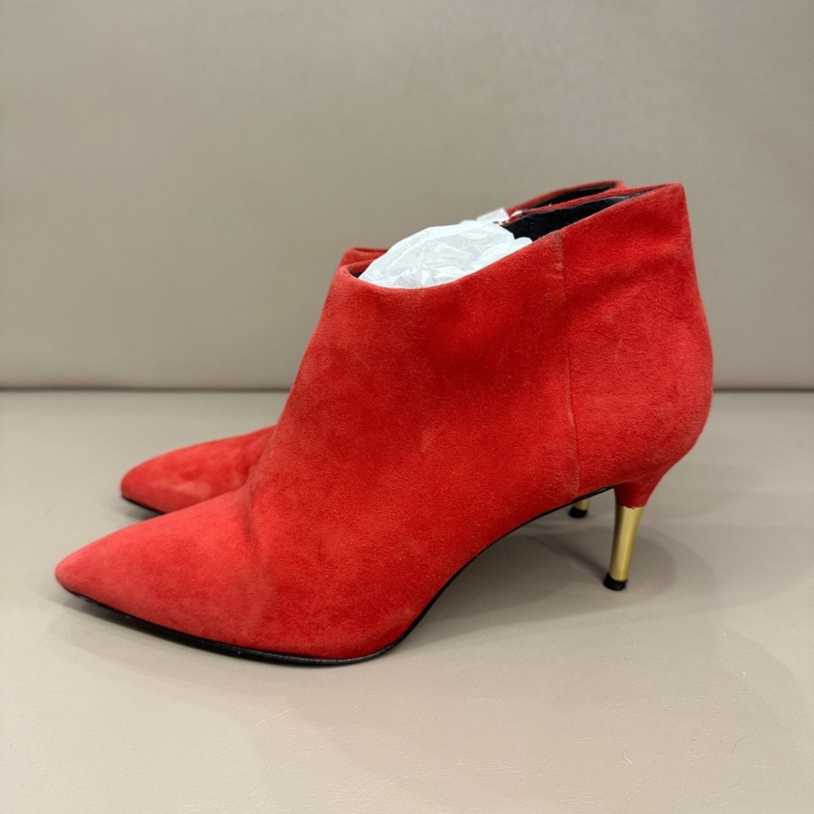 Brian Atwood Brian Atwood Mcalester Red Suede Ankle Boots Size US 7.5 / IT 37.5 - 1 Thumbnail