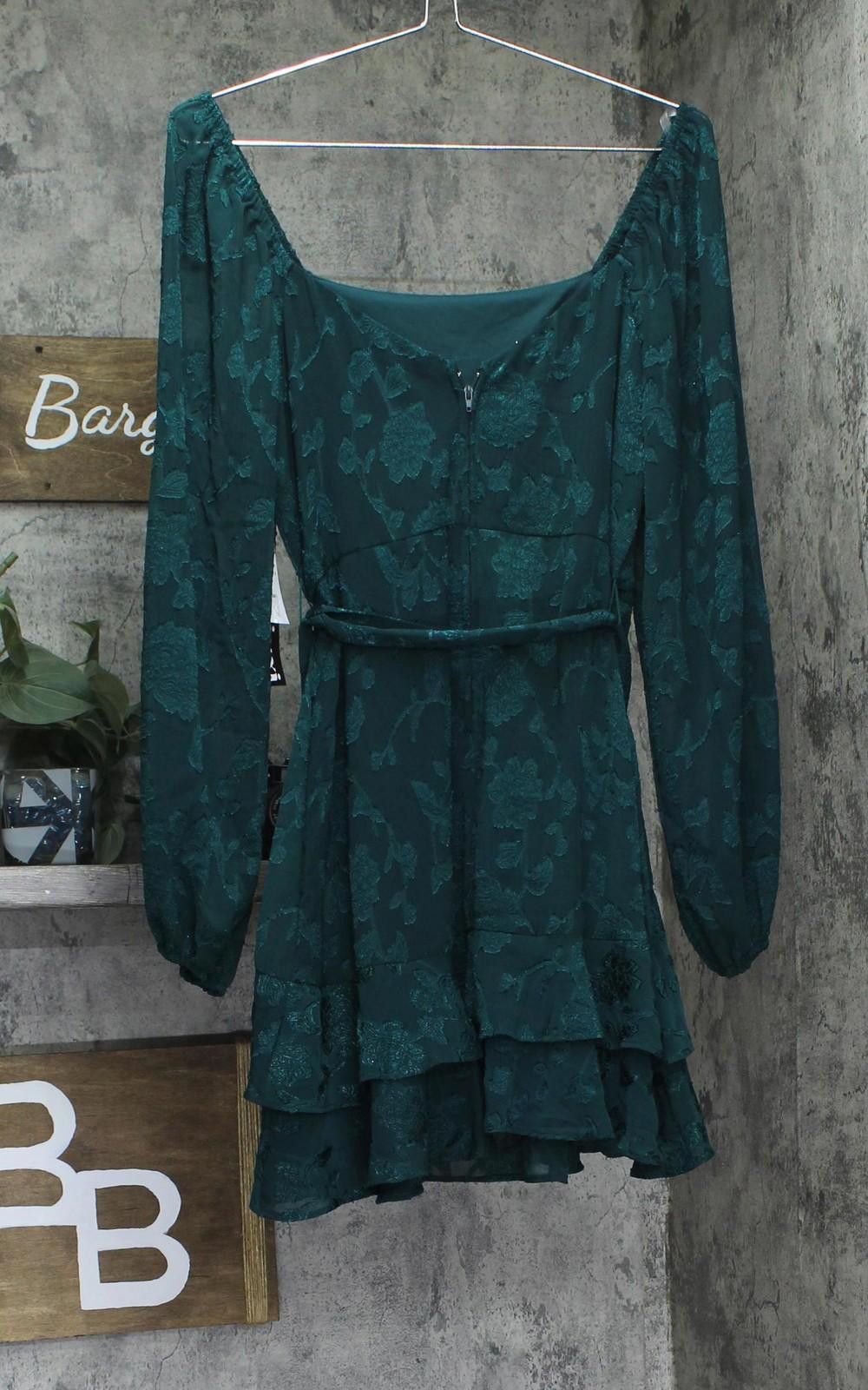 Other Nwt Trixxi Tie Fit Flare Sheer Sleeved Dress Hunter Green L Size L / US 10 / IT 46 - 2 Thumbnail