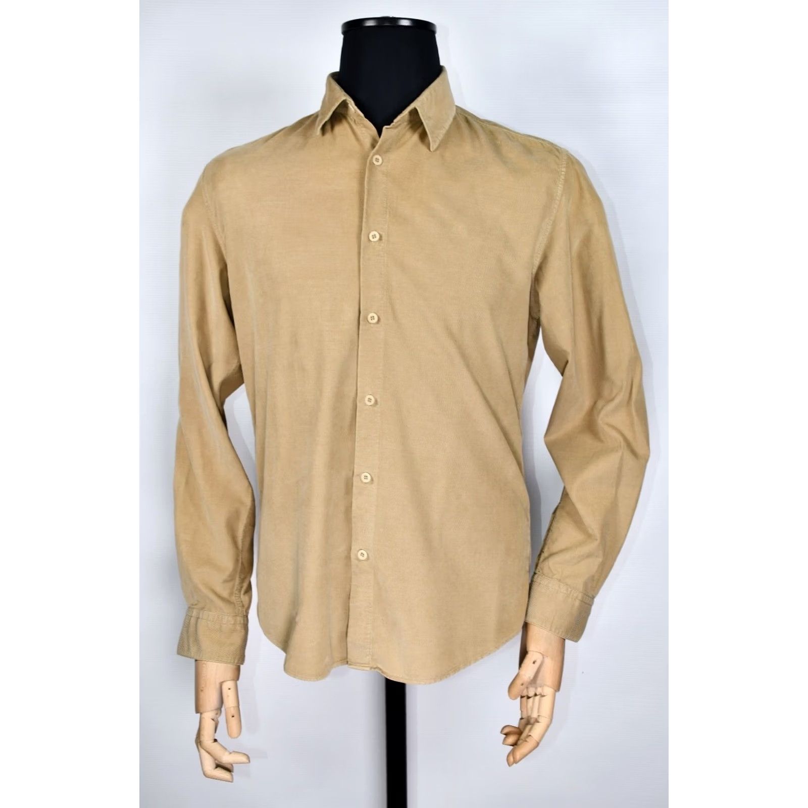 Sunspel Sunspel Button-Down Shirt Men's M Corduroy Beige Cotton Long Sleeve Regular fit Chest Pocket Short Sleeve/Casual Shirt Size US M / EU 48-50 / 2 - 7 Thumbnail