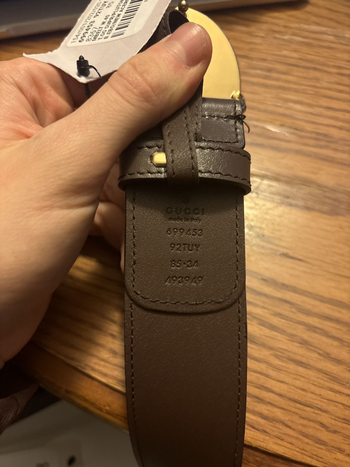 Gucci Gucci Gold/Beige GG Oval Belt Size 34 - 4 Thumbnail