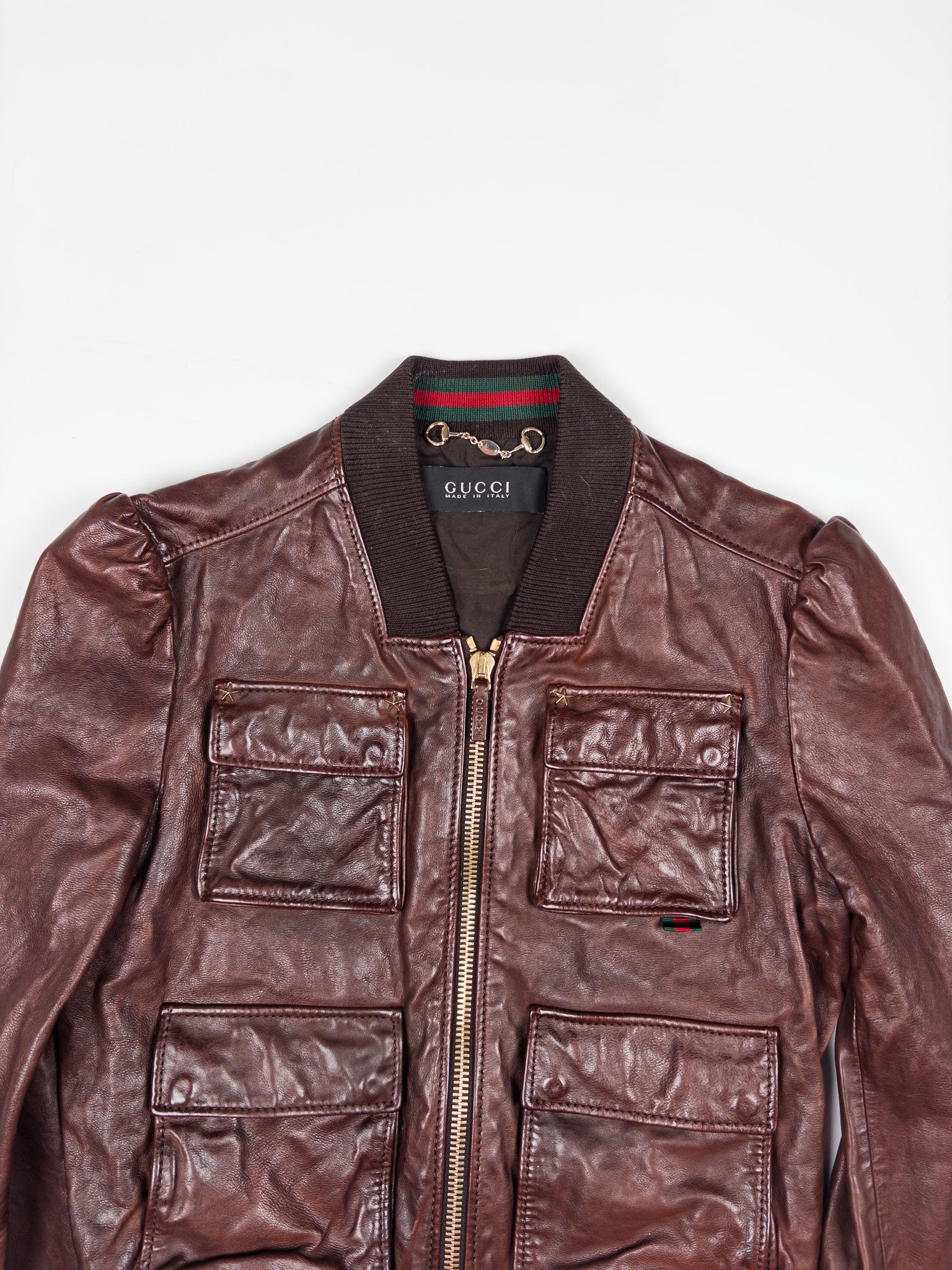 Gucci Gucci Leather Cropped Bomber Jacket Size M / US 6-8 / IT 42-44 - 3 Thumbnail