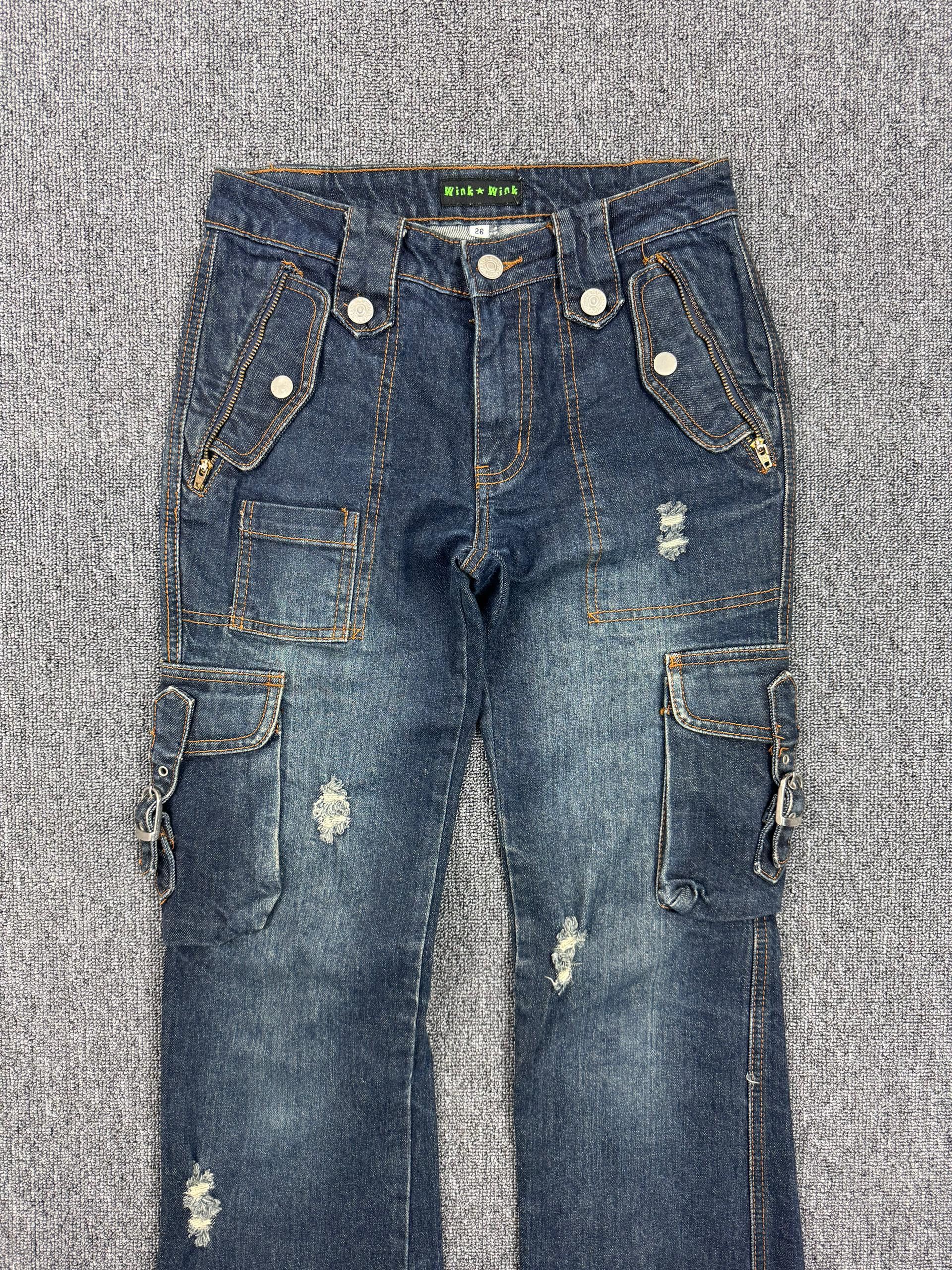 Japanese Brand Wink Wink Distressed Multipocket Denim Jeans Size 26" / US 2 / IT 38 - 2 Thumbnail