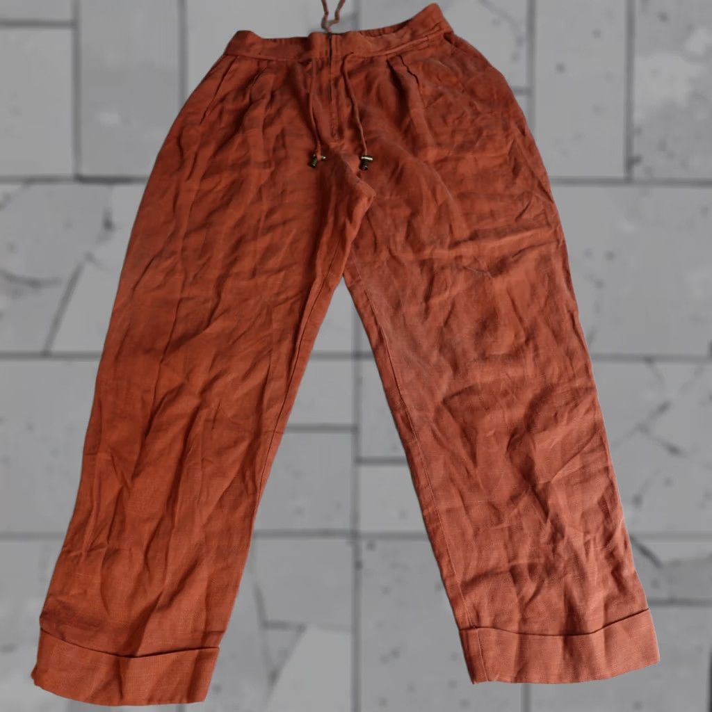 Apiece Apart Apiece Apart Womens Pants 8 Orange Linen Blend Pleated Wide-Leg Cuffed Size 30" / US 8 / IT 44 - 1 Thumbnail