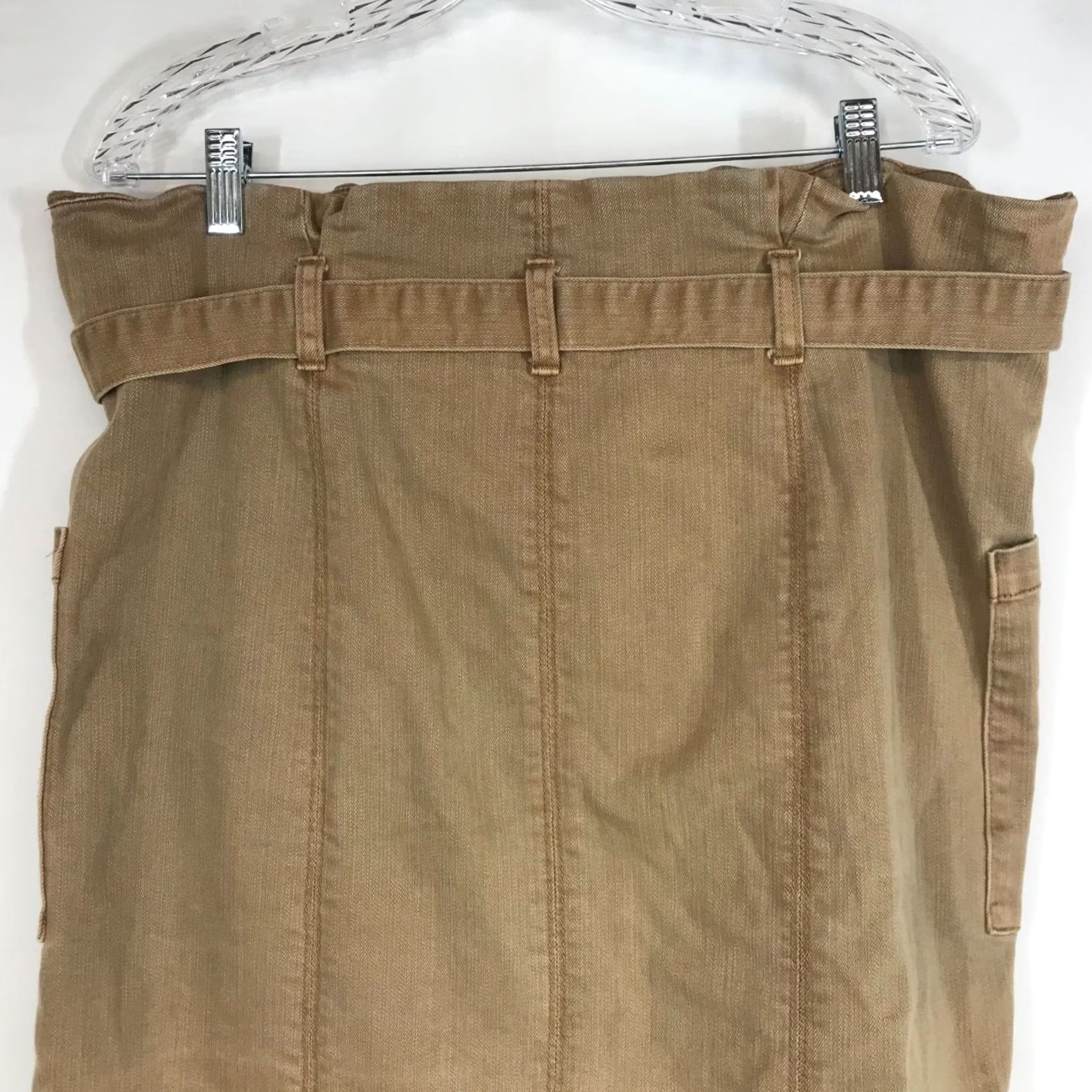 Free People FREE PEOPLE Skirt Womens L Brown Button Front Cotton Blend Short Belted Size 36" / US 14 / IT 50 - 5 Thumbnail