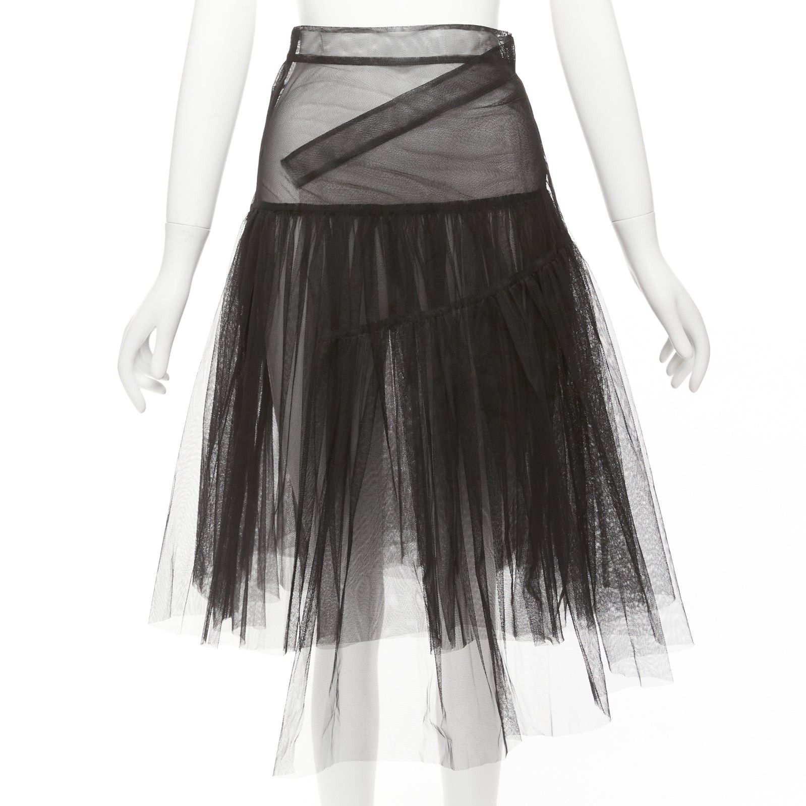 Shushu/Tong SHUSHU TONG black tulle asymmetric top high low hem A-line tutu skirt UK6 XS Size 26" / US 2 / IT 38 - 1 Thumbnail