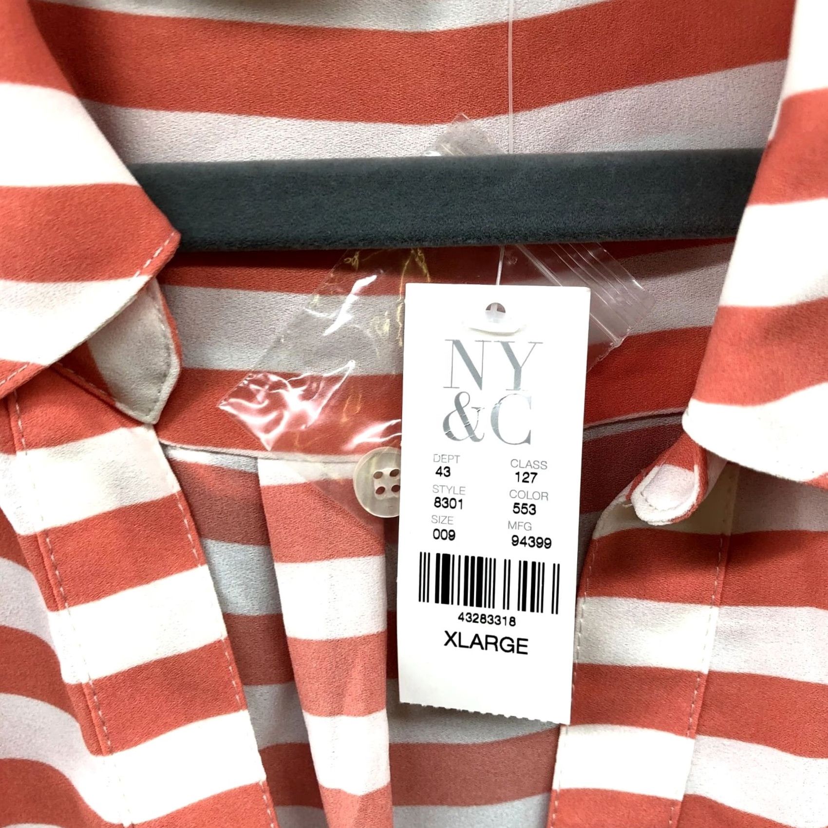 Pinko NWT Soho Jeans Chiffon Blouse Pink Peach White Stripe Womens XL Popover Roll Tab Shirt Blouse Shirt Size XL / US 12-14 / IT 48-50 - 6 Thumbnail