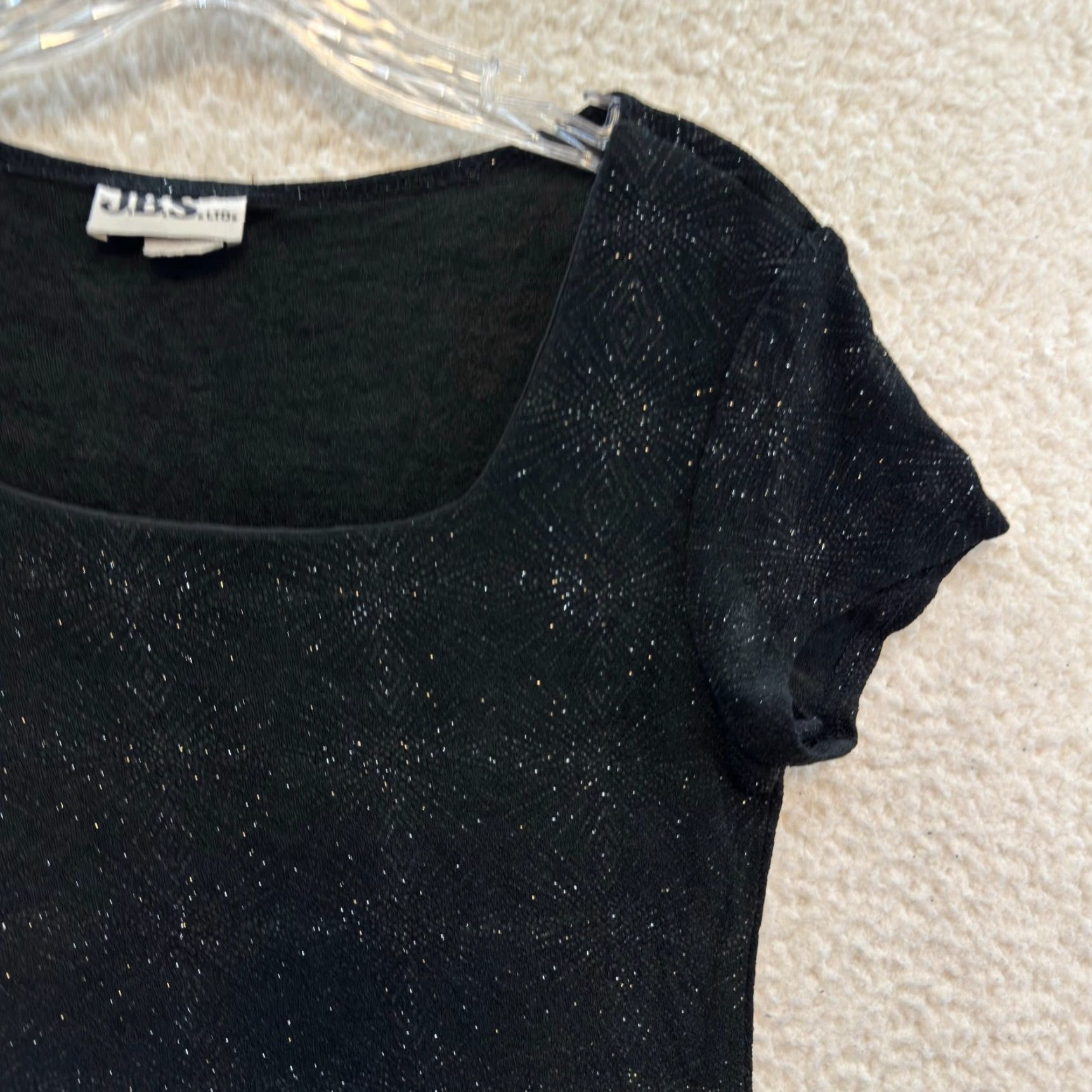 Vintage Vintage 90s J.B.S. S Small Black Sparkle Glitter Stretch Shirt User: Vintage 90s J.B.S. S Small Black Sparkle Glitter Stretch Shirt Size S / US 4 / IT 40 - 3 Thumbnail