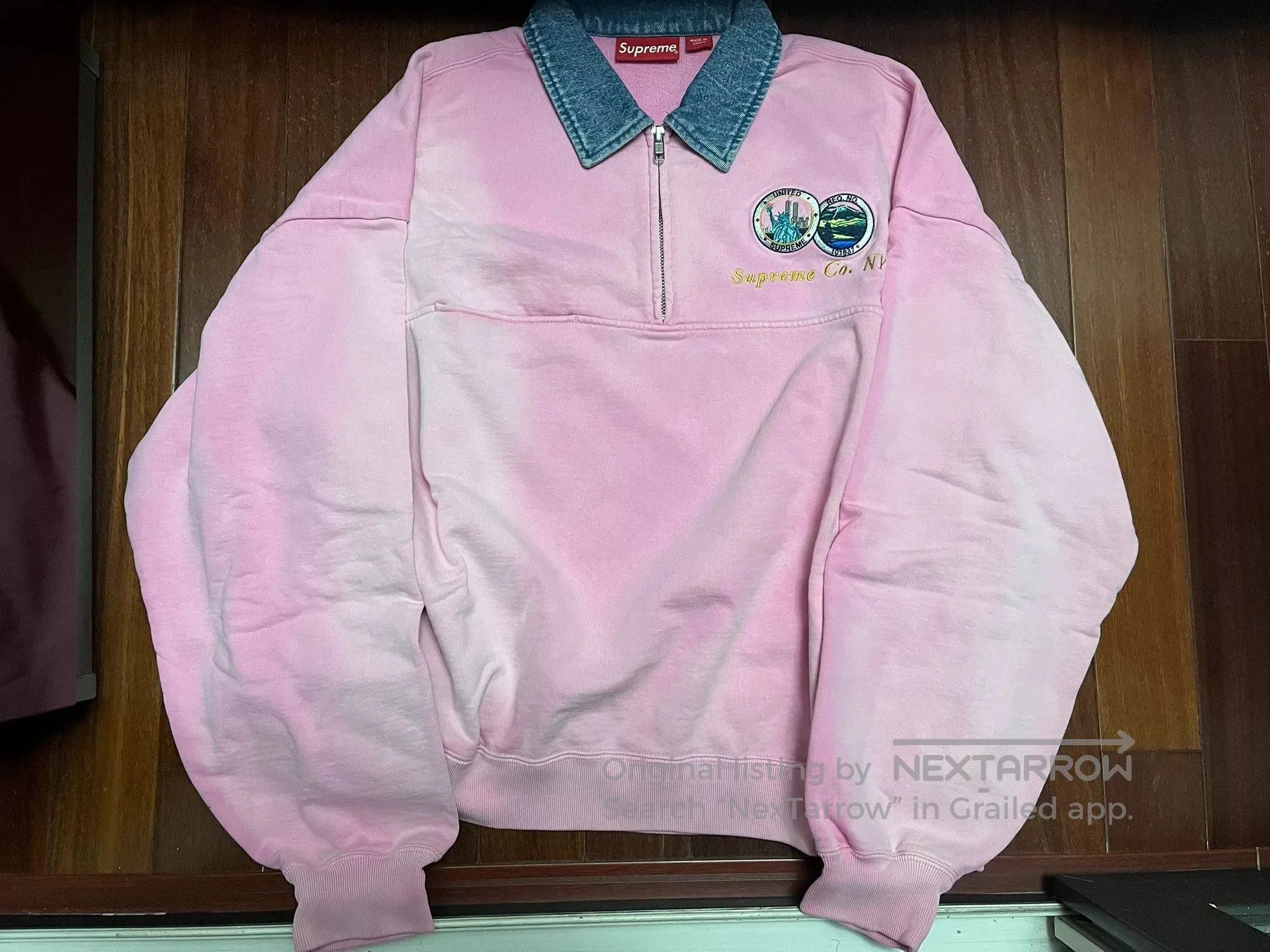 SUPREMEBEING SUPREME 23ss DENIM COLLAR HALF ZIP SWEATSHIRT. Size S / US 4 / IT 40 - 1 Thumbnail