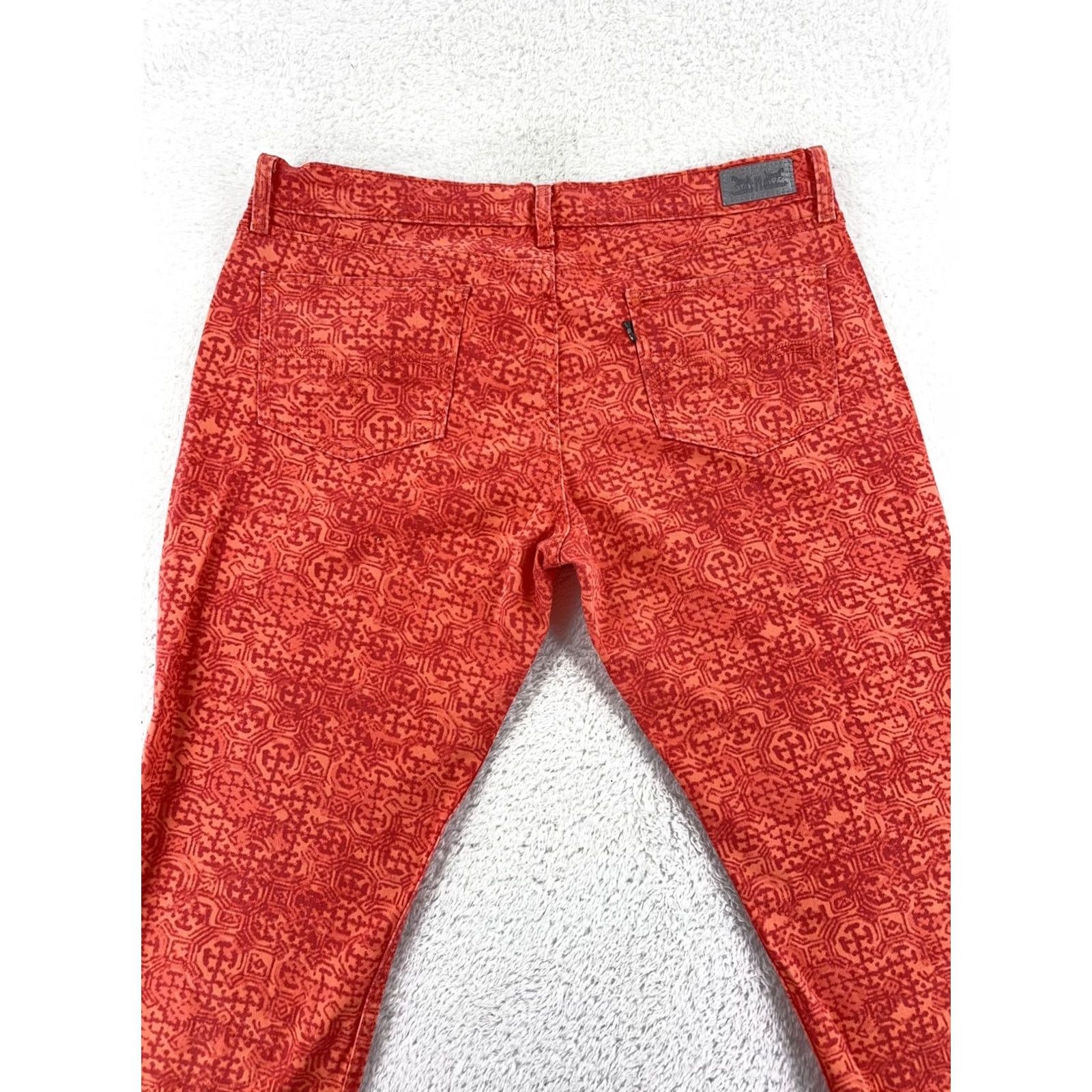 Levi's Levi's Jeans 524 Too Superlow Womens 12 Regular Red Patterned Corduroy 32in Inseam Slim Stretch Pockets Logo Vintage: No Size 34" / US 12 / IT 48 - 2 Thumbnail