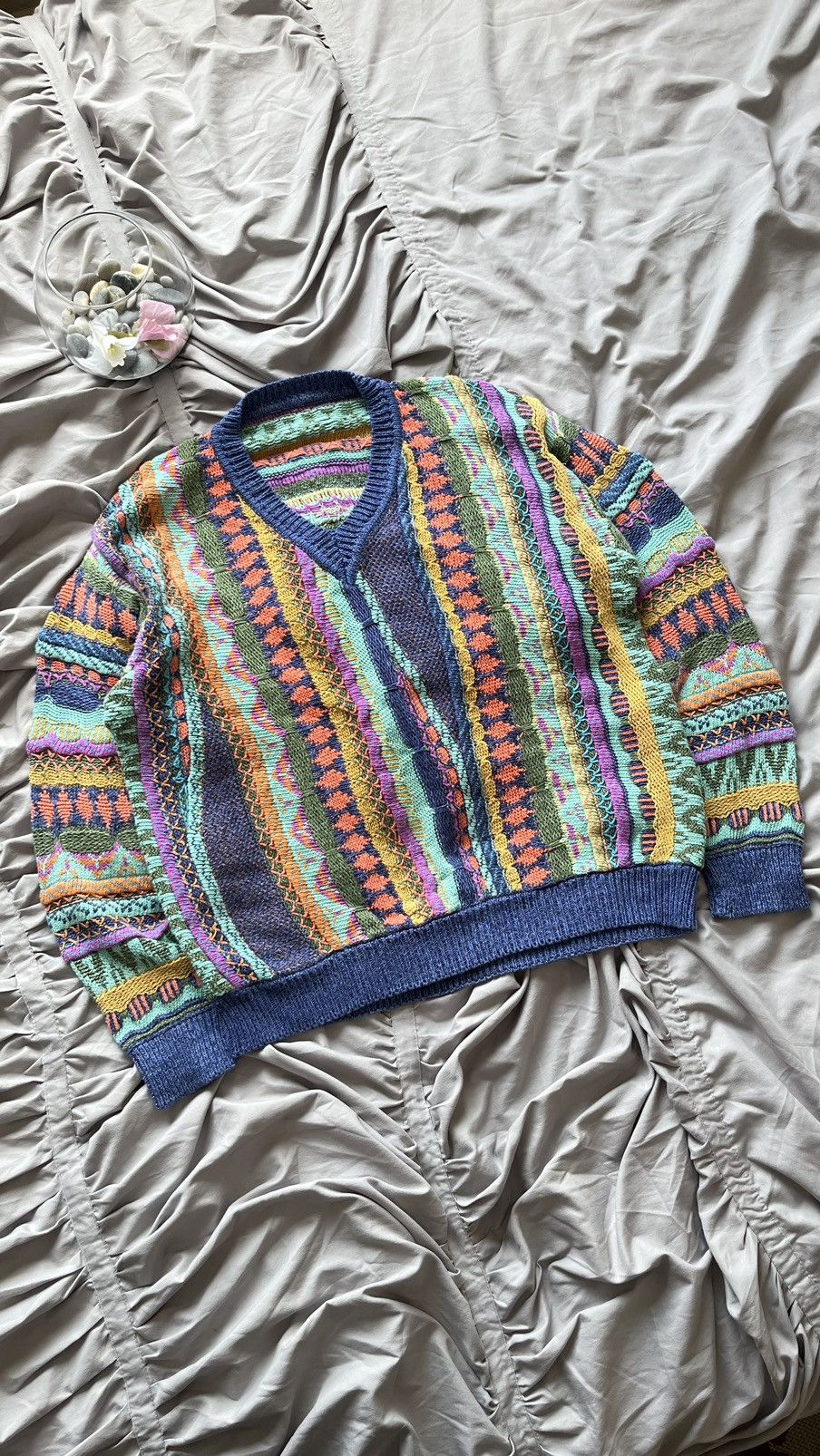 Japanese Brand Vintage Coogi Style Sweater Coloured Cable Knit Sweater Size US L / EU 52-54 / 3 - 1 Thumbnail