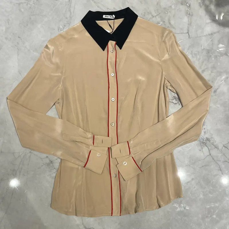 Miu Miu Miu Miu Silk Long Sleeve Shirt for Women 0089 Size S / US 4 / IT 40 - 1 Thumbnail