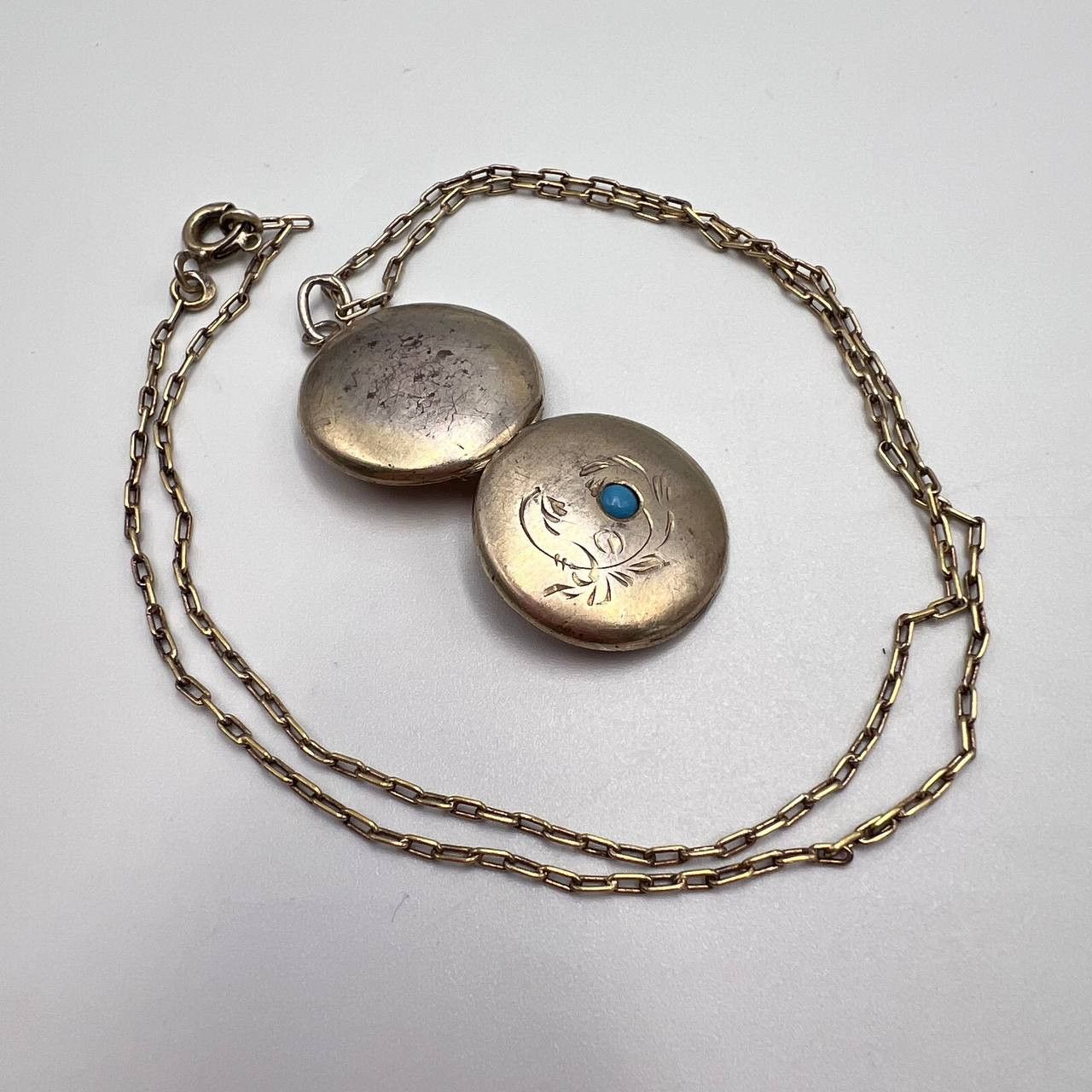 Vintage Vintage USSR 875 Silver Gilded Locket Necklace 7.9g Size ONE SIZE - 7 Thumbnail