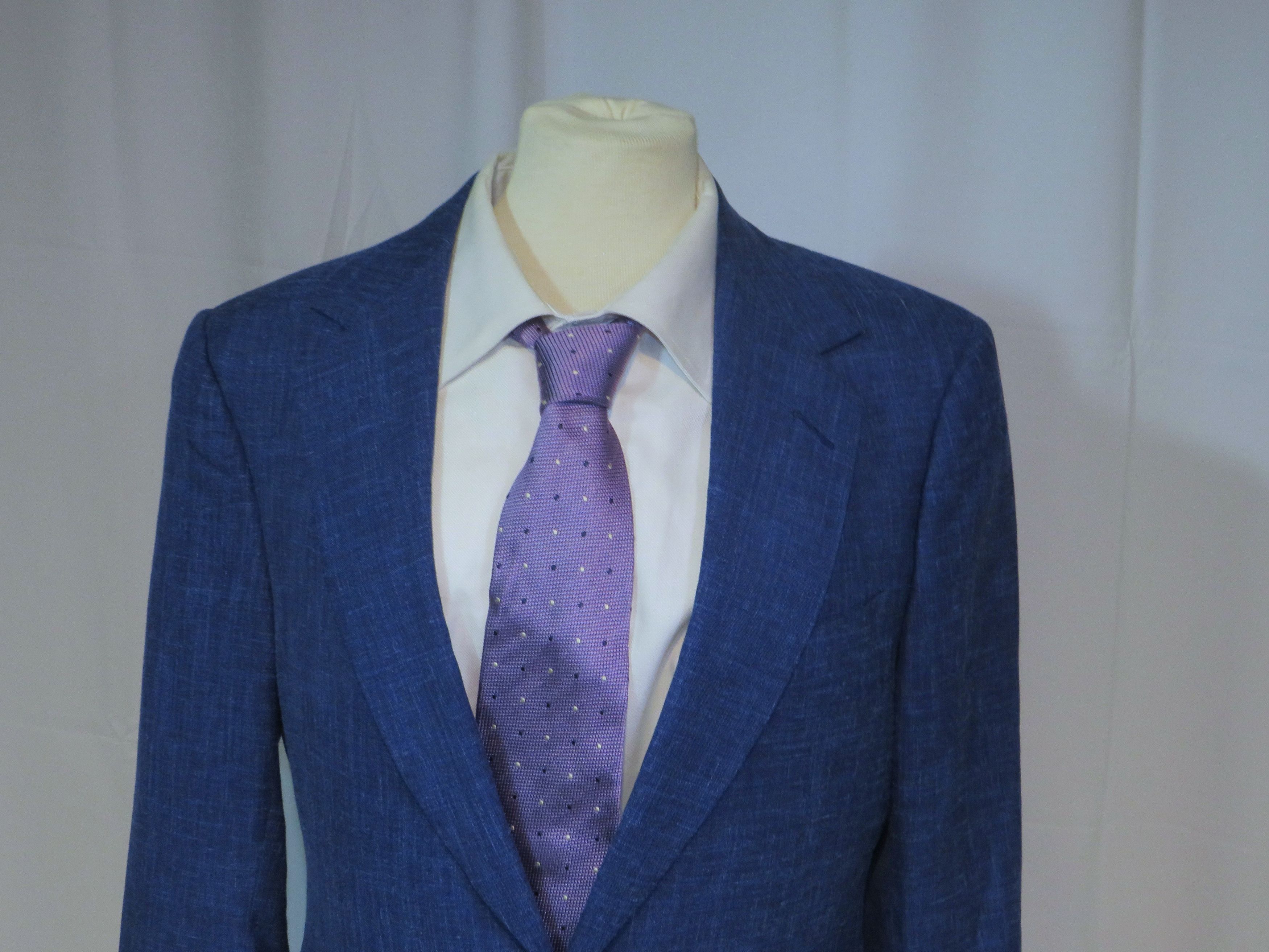 Huntsman Savile Row Bespoke Blue Melange One Button Sport Coat 36S Size 36S - 2 Thumbnail