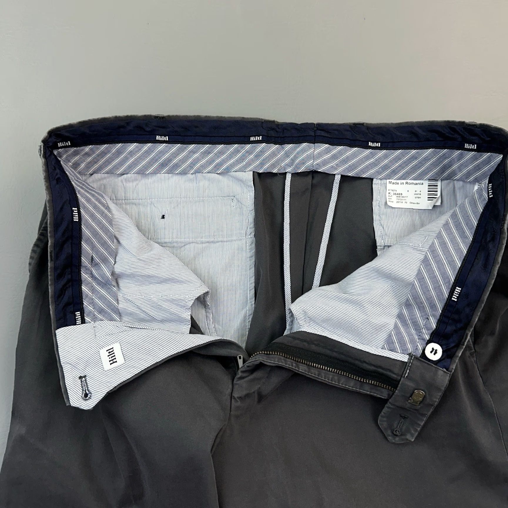 Vintage Hiltl Perfetto Pants Mens 36x30 Gray Cotton Stretch Dress Chino Trousers Size US 36 / EU 52 - 7 Thumbnail