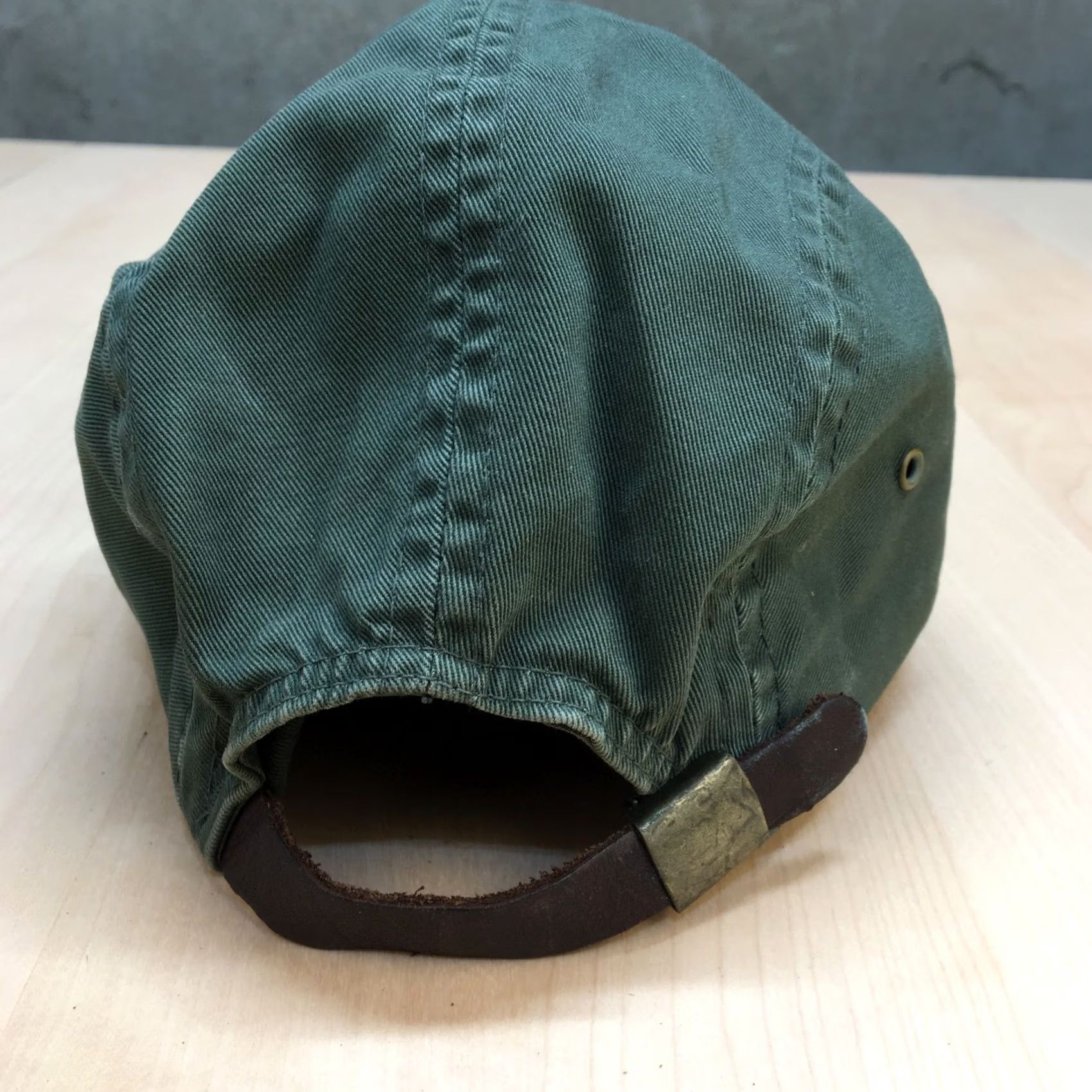 Abercrombie & Fitch VINTAGE Abercrombie & Fitch 5 Panel Camp Hat Adult OS USA Made OD Green Leather Hat Size ONE SIZE - 4 Thumbnail