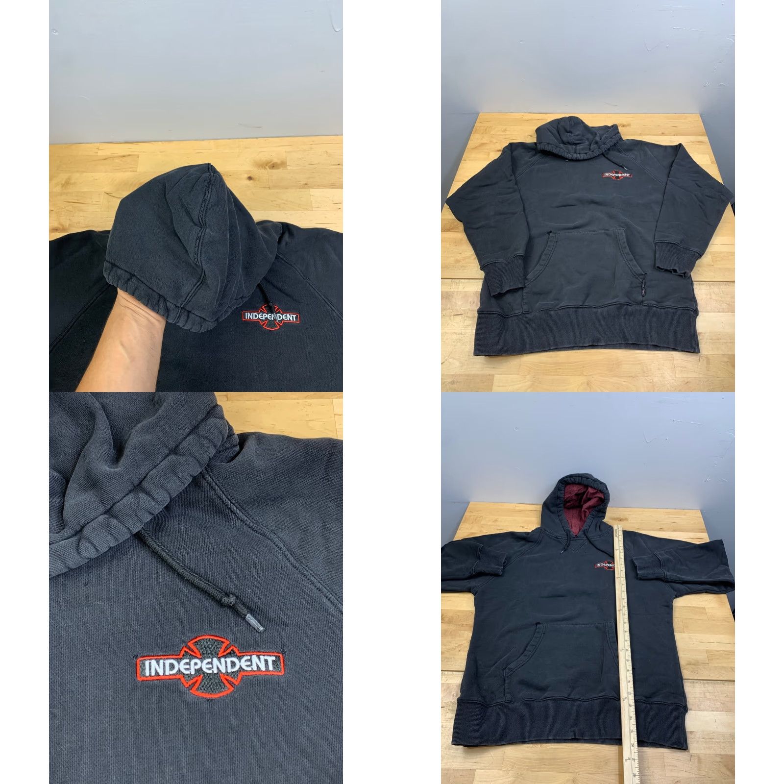 Vintage VINTAGE Independent Trucks Hoodie Mens M Black Grunge 90s Skate Thrashed 12015 Size US M / EU 48-50 / 2 - 8 Thumbnail