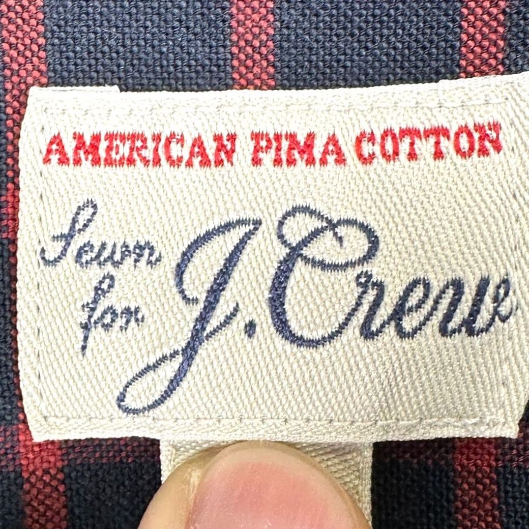 J.Crew J.CREW Button-Down Shirt Mens Large Navy Red Plaid Pima Cotton Slim Fit Size US L / EU 52-54 / 3 - 5 Thumbnail