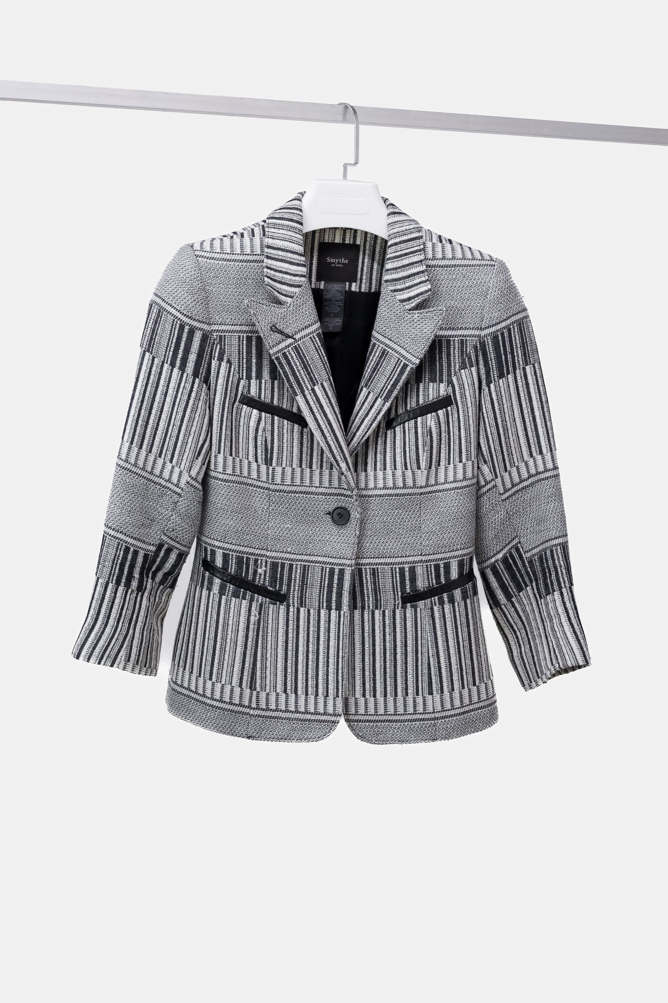 image of Smythe Black And White Stripe Blazer in Black/White, Women's (Size Medium)