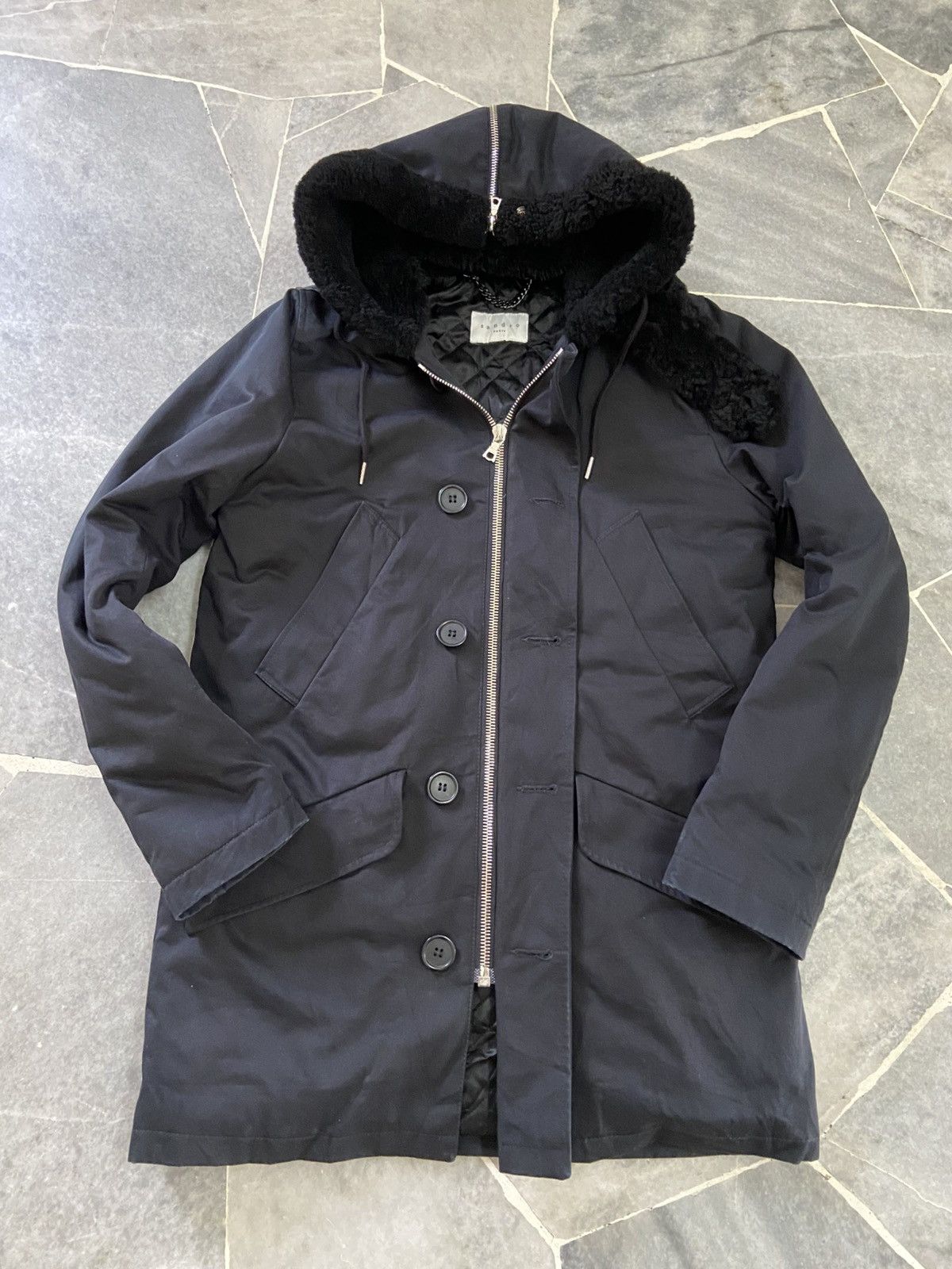 Sandro Sandro Shearling Hood Aviator Jacket Size US S / EU 44-46 / 1 - 5 Thumbnail