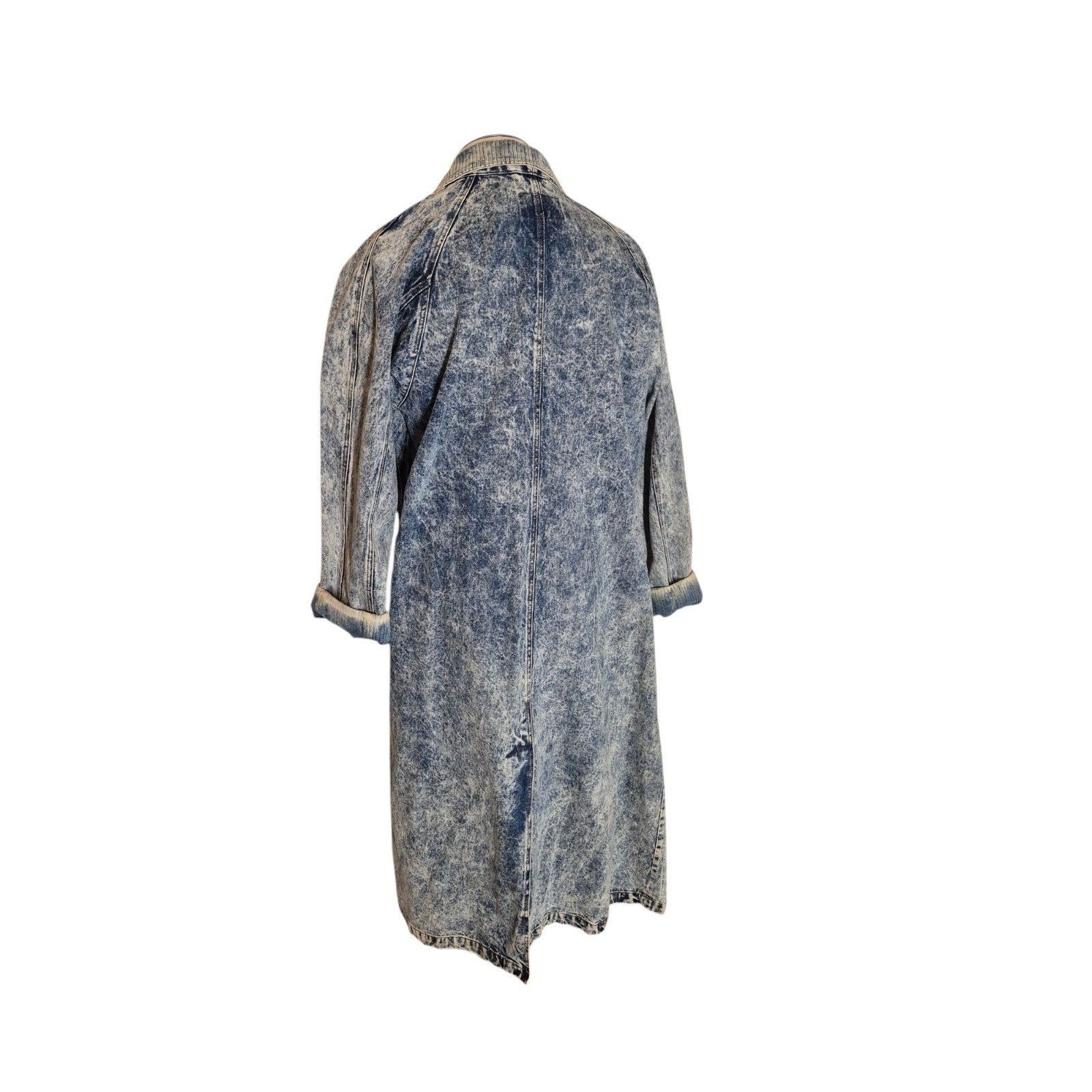 Vintage Vintage 80s 90s Womens Denim Trench Coat Long Acid Wash Deni Size M / US 6-8 / IT 42-44 - 5 Thumbnail