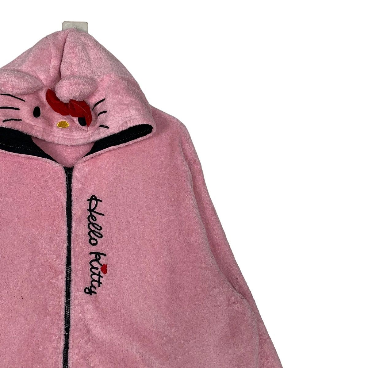 Japanese Brand HELLO KITTY EMBROIDERY LOGO PINK FLEECE HODDIES #0095-C6 Size US XXL / EU 58 / 5 - 6 Thumbnail