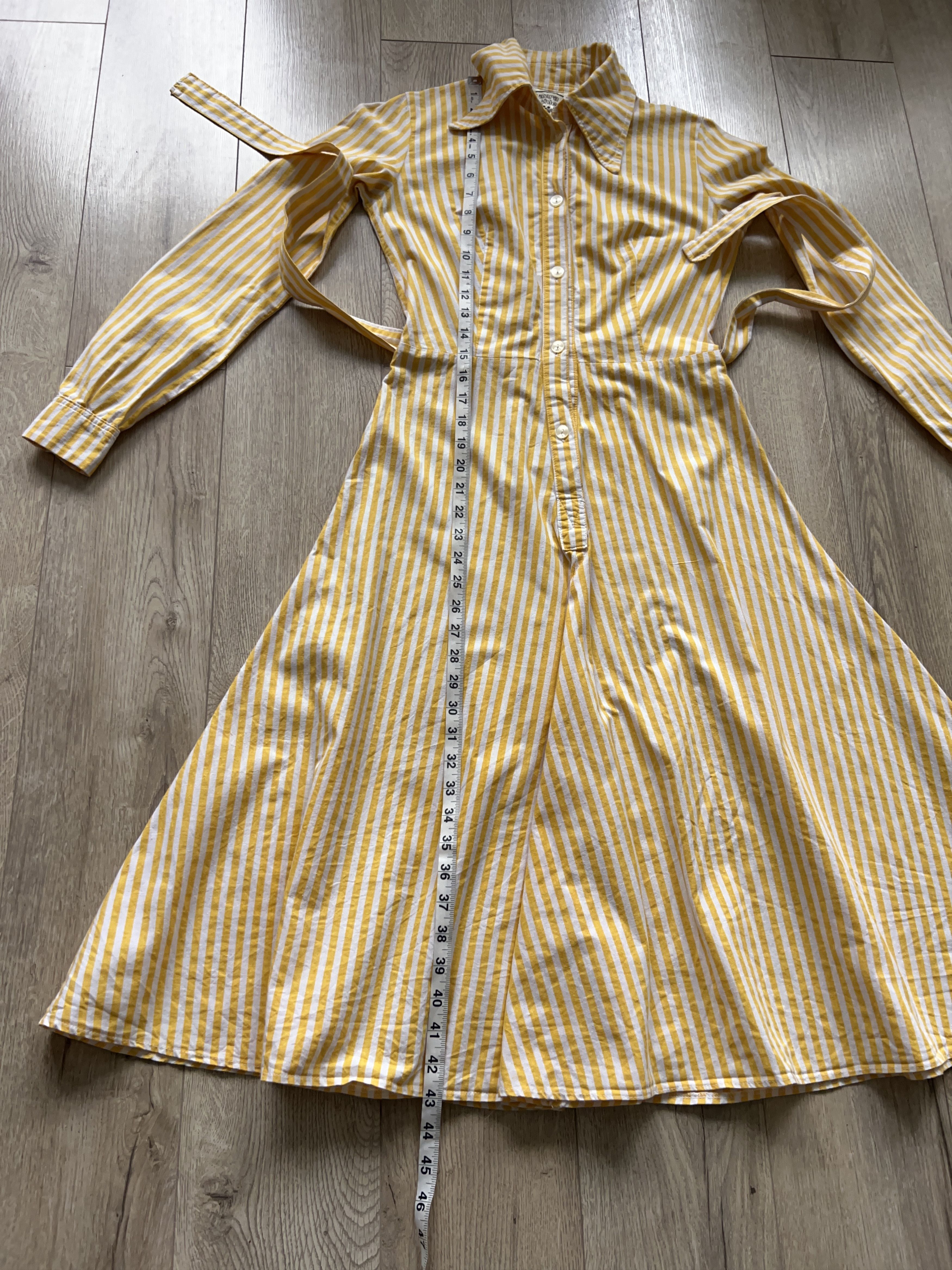 Laura Ashley × Traditional Weatherwear × Vintage 1970s Dyers and Printers Striped Belted Dress Long Sleeve 38 Size M / US 6-8 / IT 42-44 - 9 Thumbnail
