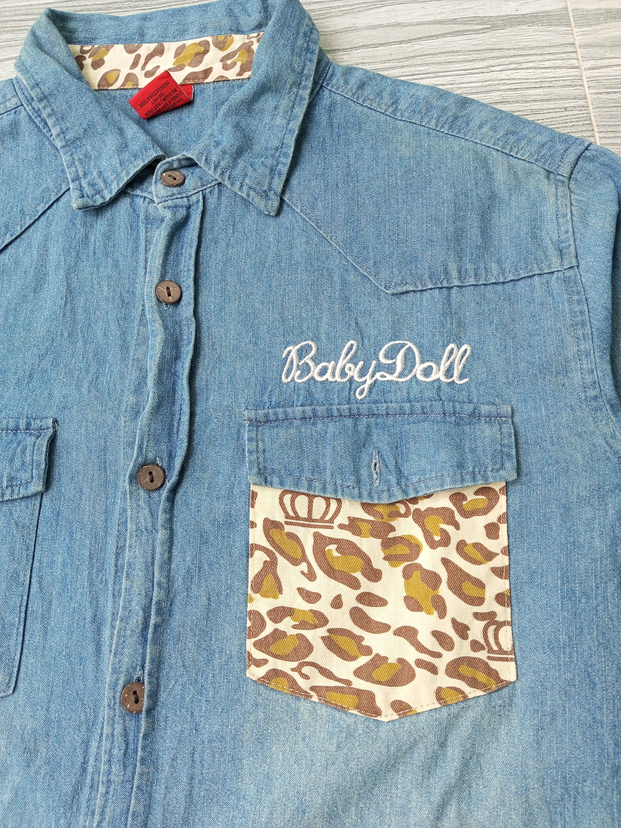 Japanese Brand 💥CRAZY💥 BABY DOLL DENIM + CAMO LONG SLEEVE BAPE STYLE Size US L / EU 52-54 / 3 - 4 Thumbnail