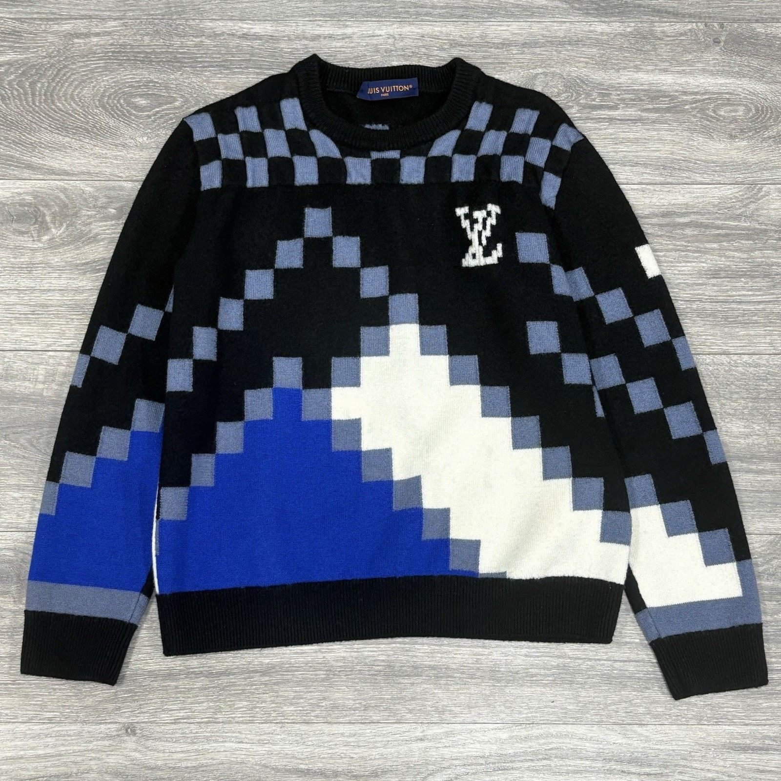 Louis Vuitton Louis Vuitton Fair Isle Macro Knit Sweater ' Black Blue ' Size US L / EU 52-54 / 3 - 1 Thumbnail