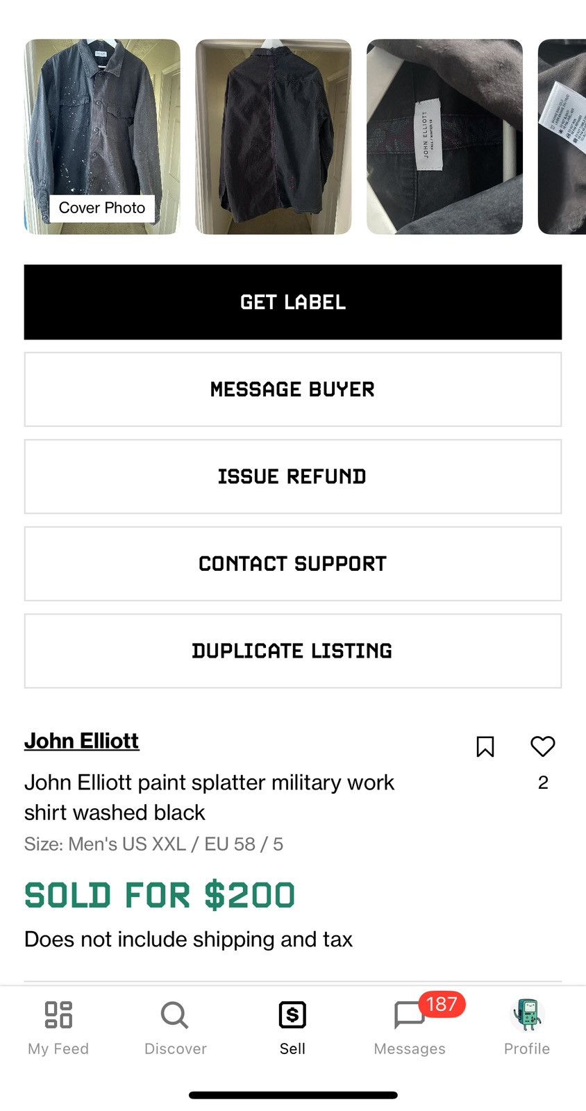John Elliott John Elliott paint splatter military work shirt washed black Size US L / EU 52-54 / 3 - 7 Thumbnail