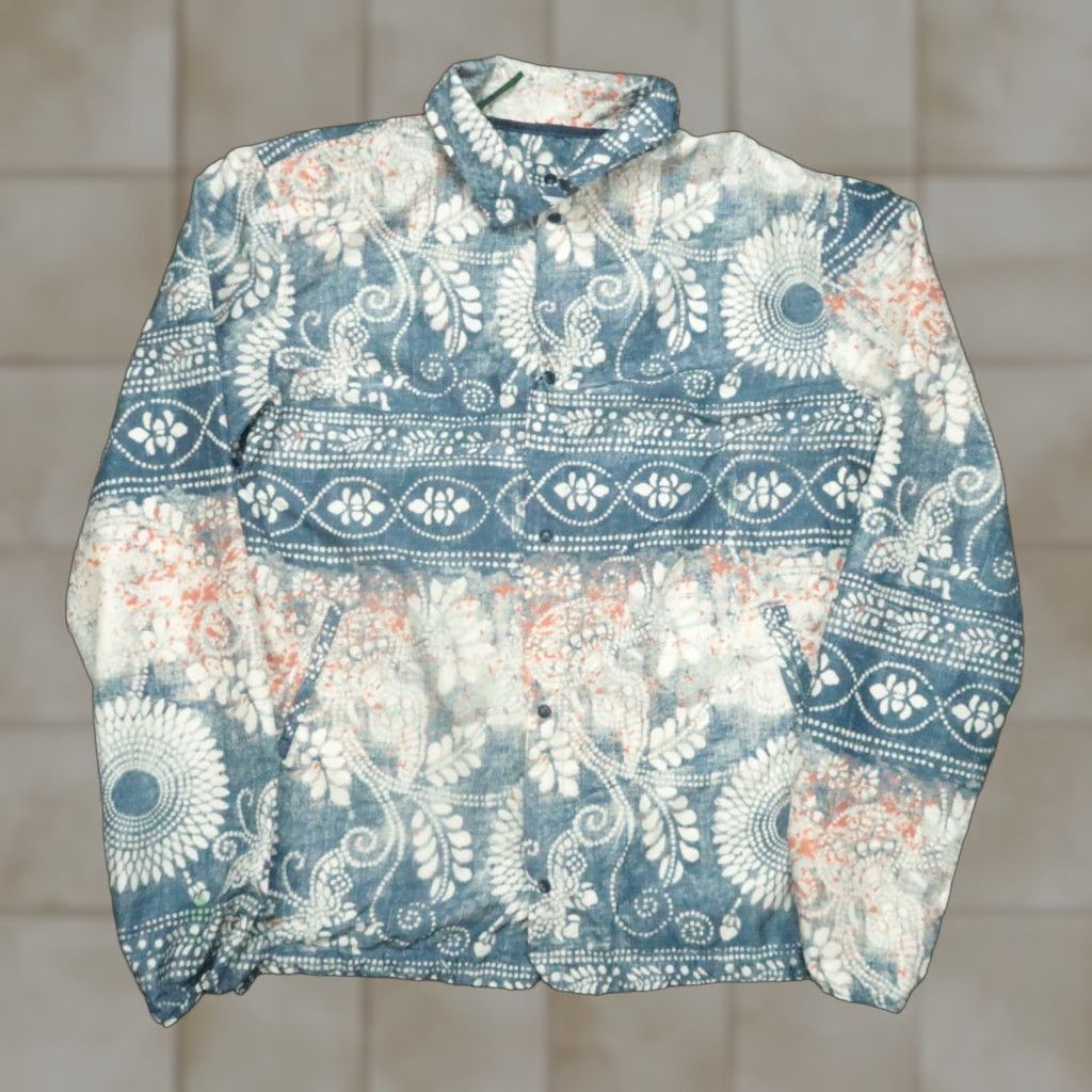 Vintage Herschel Jacket Men M Blue Abstract Floral Windbreaker Snap Shirt? Size US M / EU 48-50 / 2 - 1 Thumbnail