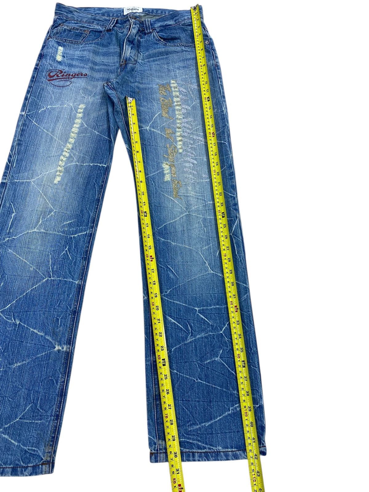Japanese Brand Japanese Brand Light Wash HoneyComb Style Straight Leg Jeans Size US 31 - 8 Thumbnail