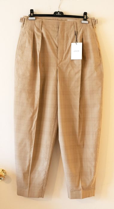 Brown Pleated wool-gabardine tapered trousers, Lemaire