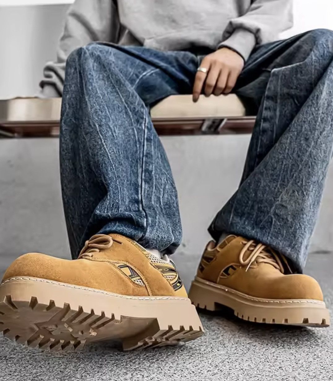 Japanese Brand Chunky Lug-Sole Low-Top Sneakers - PU Leather Size US 6.5 / EU 39-40 - 4 Thumbnail