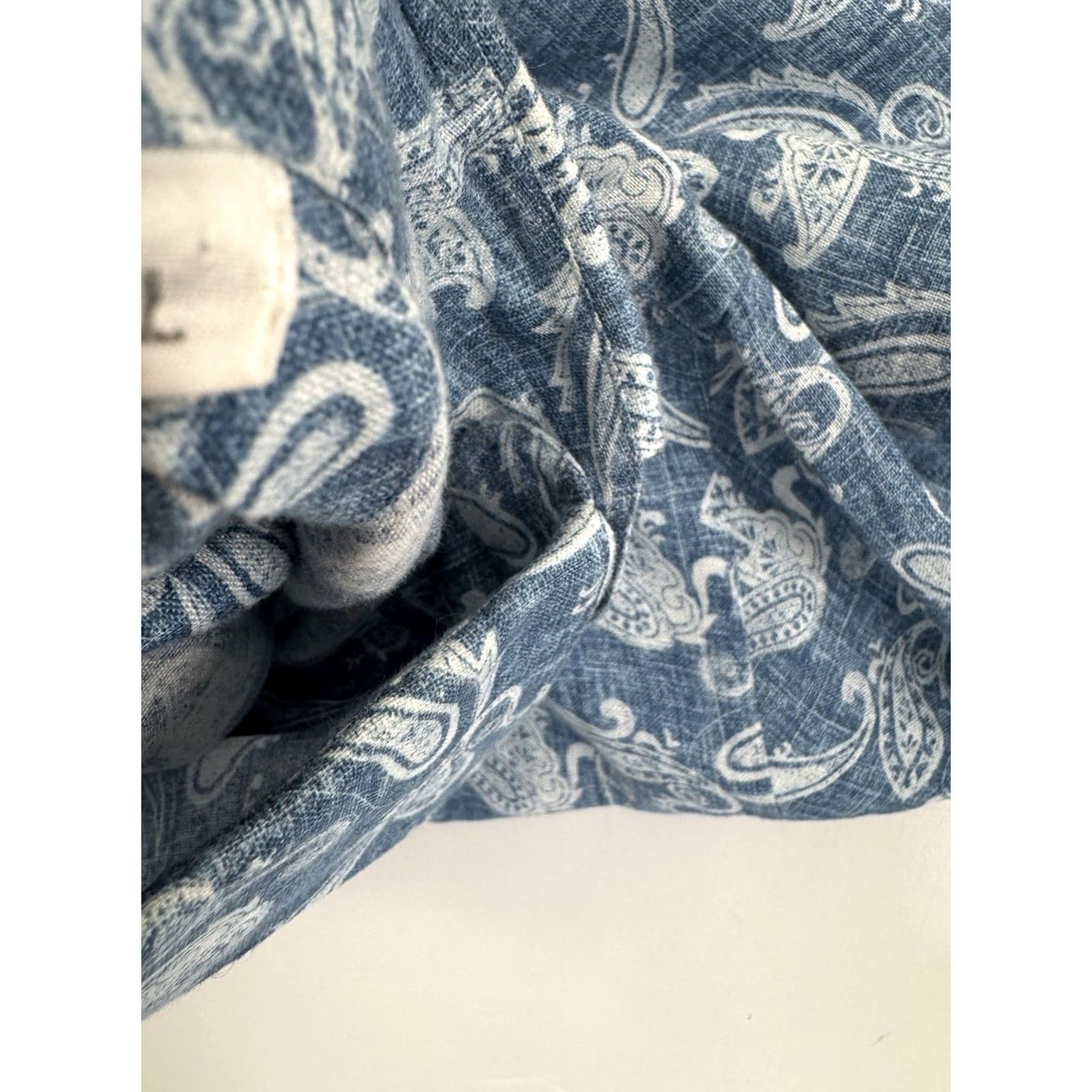 Vintage MAROL Italy LINEN Paisley Mens M/L Shirt Blue White Long Sleeve Button-Up Casual Shirt Men's VINTAGE? Size US L / EU 52-54 / 3 - 5 Thumbnail