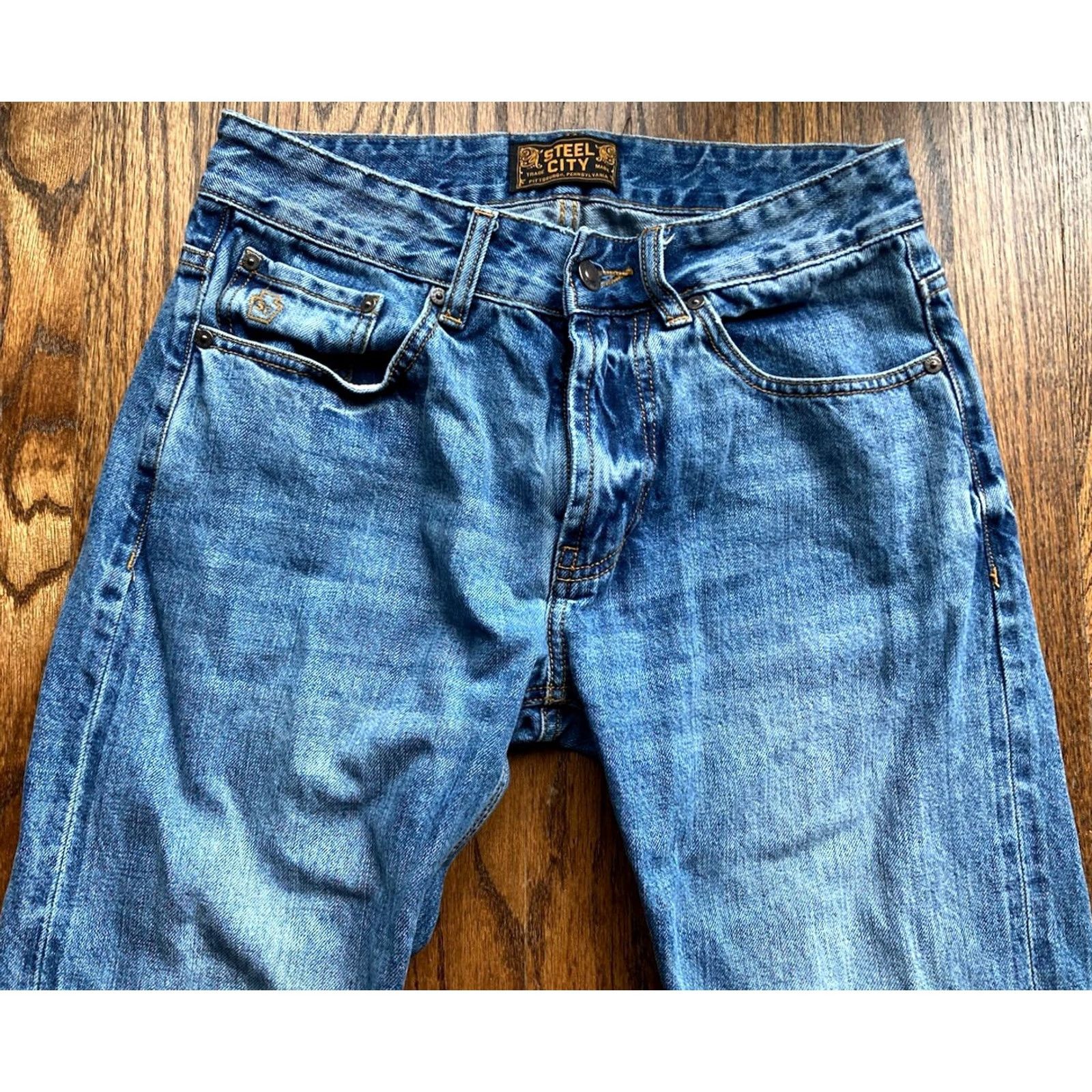Vintage Steel City Jeans Mens Size 30 Blue Denim Straight Leg City Size US 30 / EU 46 - 2 Thumbnail