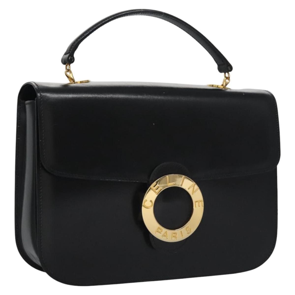 Celine CELINE Hand Bag Leather Black Gold Size ONE SIZE - 1 Thumbnail