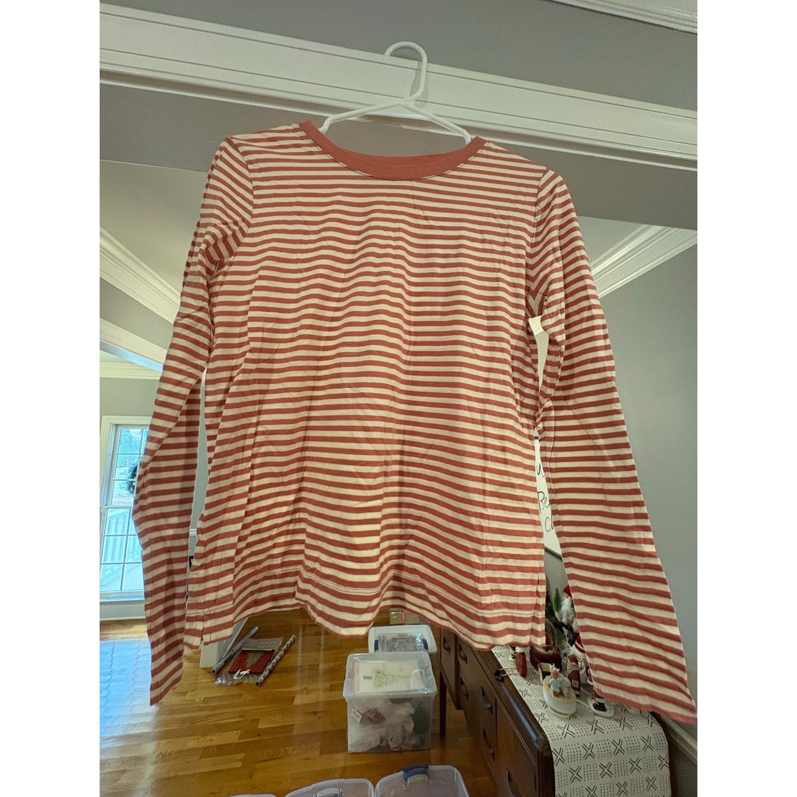 Loft LOFT Striped Long Sleeve Tee Women’s Small Pink Cream Size S / US 4 / IT 40 - 2 Thumbnail