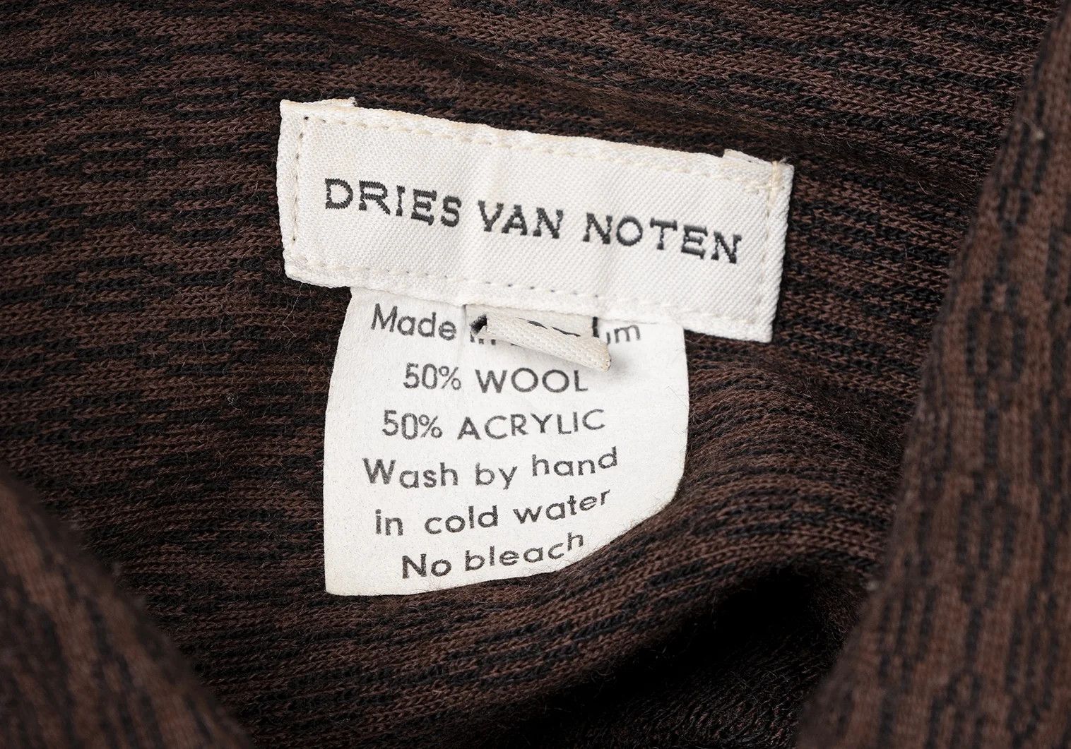 Dries Van Noten Wool Acrylic Cable Pattern Shirt in Brown, Size 48 Size US M / EU 48-50 / 2 - 14 Thumbnail