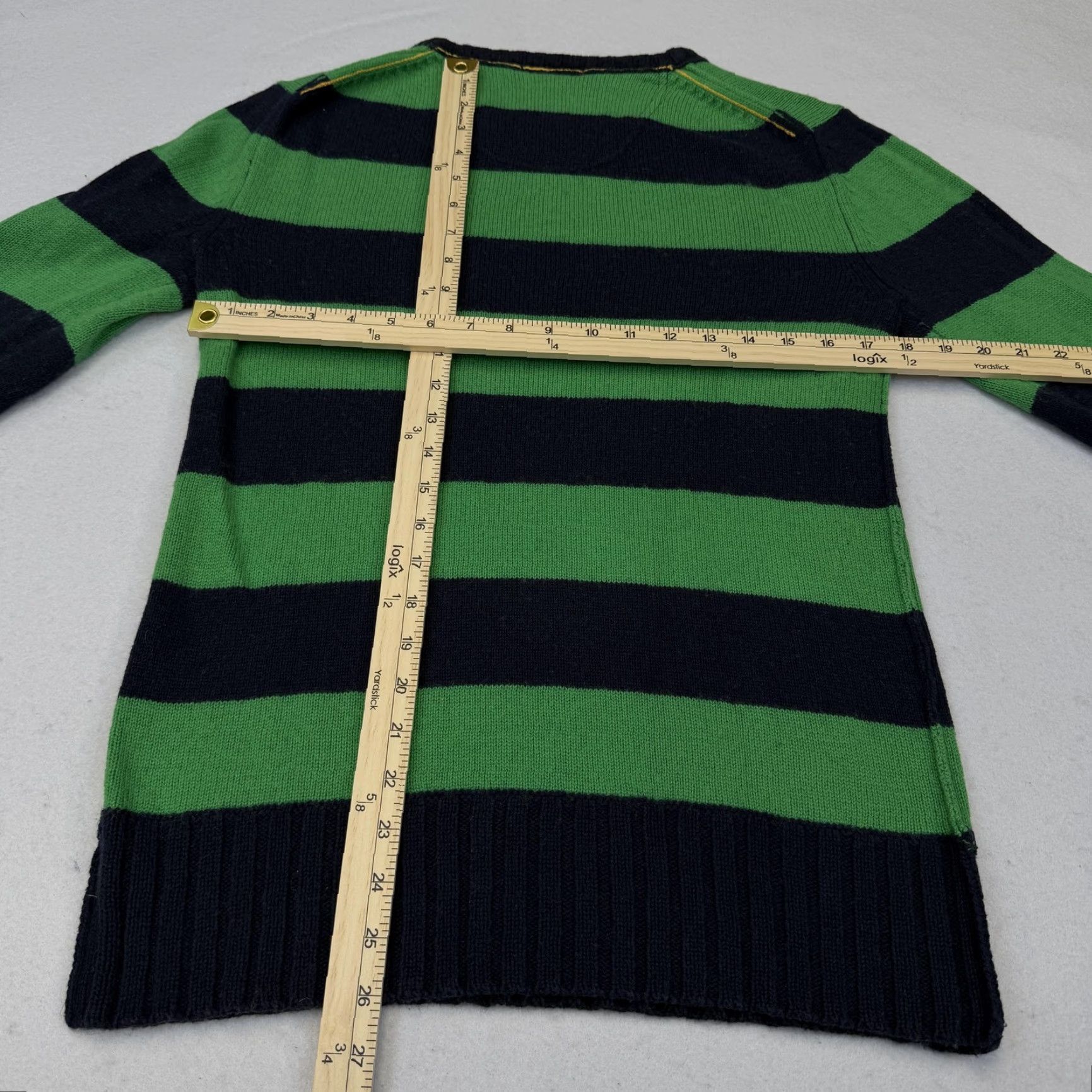 American Eagle Outfitters American Eagle Outfitters Sweater Mens Small Green Navy Striped Crewneck Logo Size US S / EU 44-46 / 1 - 6 Thumbnail