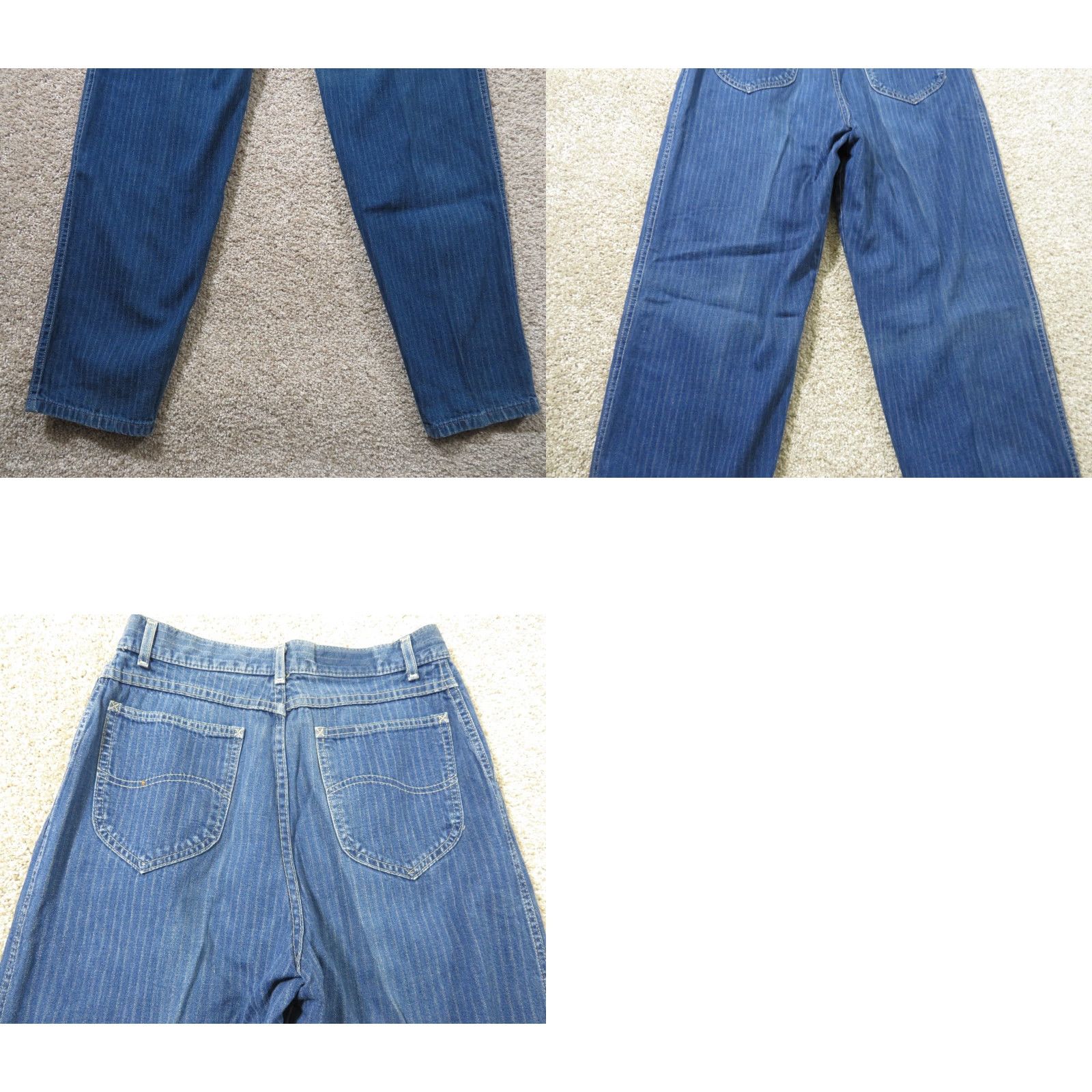 Lee VINTAGE Lee Riders Jeans Denim Ladies 13W 29X32 High Waist Pin Striped 1980s Disco Blue Mens Womens Girls? Size 29" - 9 Thumbnail