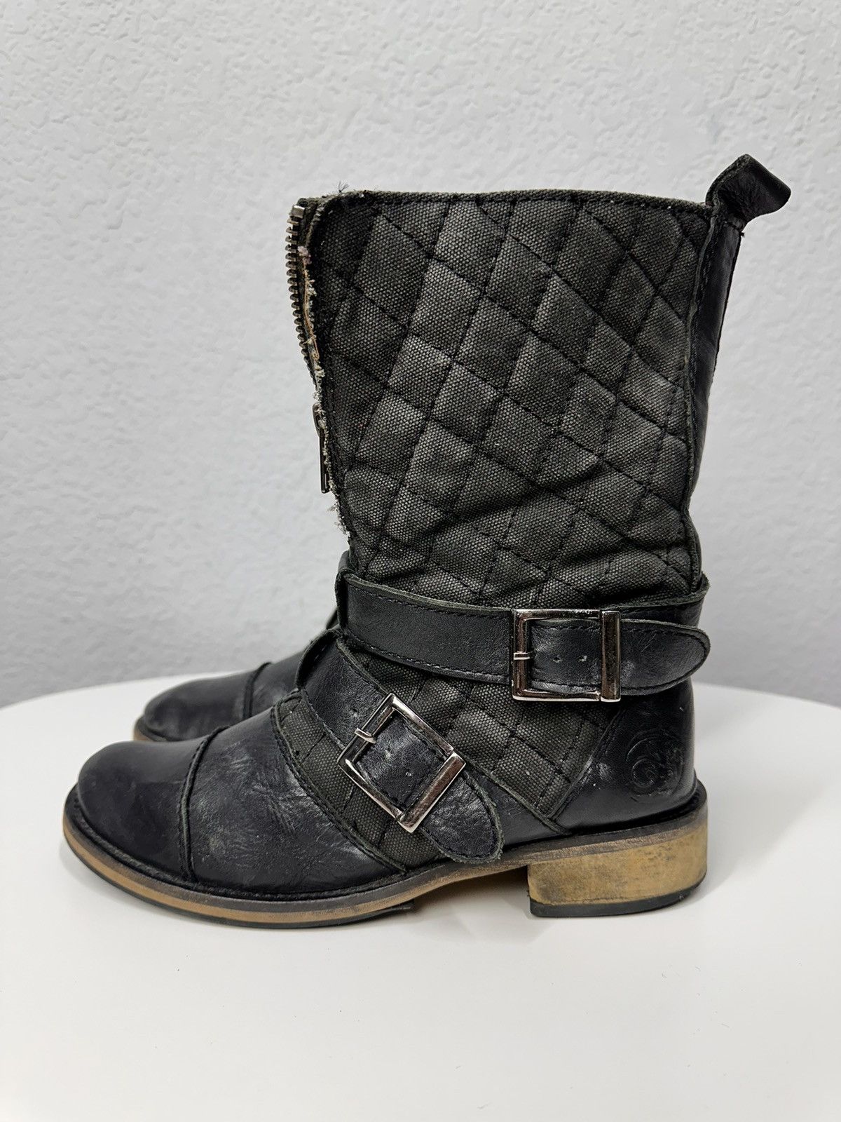 A.S.98 Heidi Slimane Black Moto Boots belted Leather vintage Size US 8 / IT 38 - 6 Thumbnail