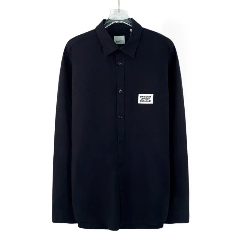 Burberry Black Cotton Long Sleeve Men's Shirt