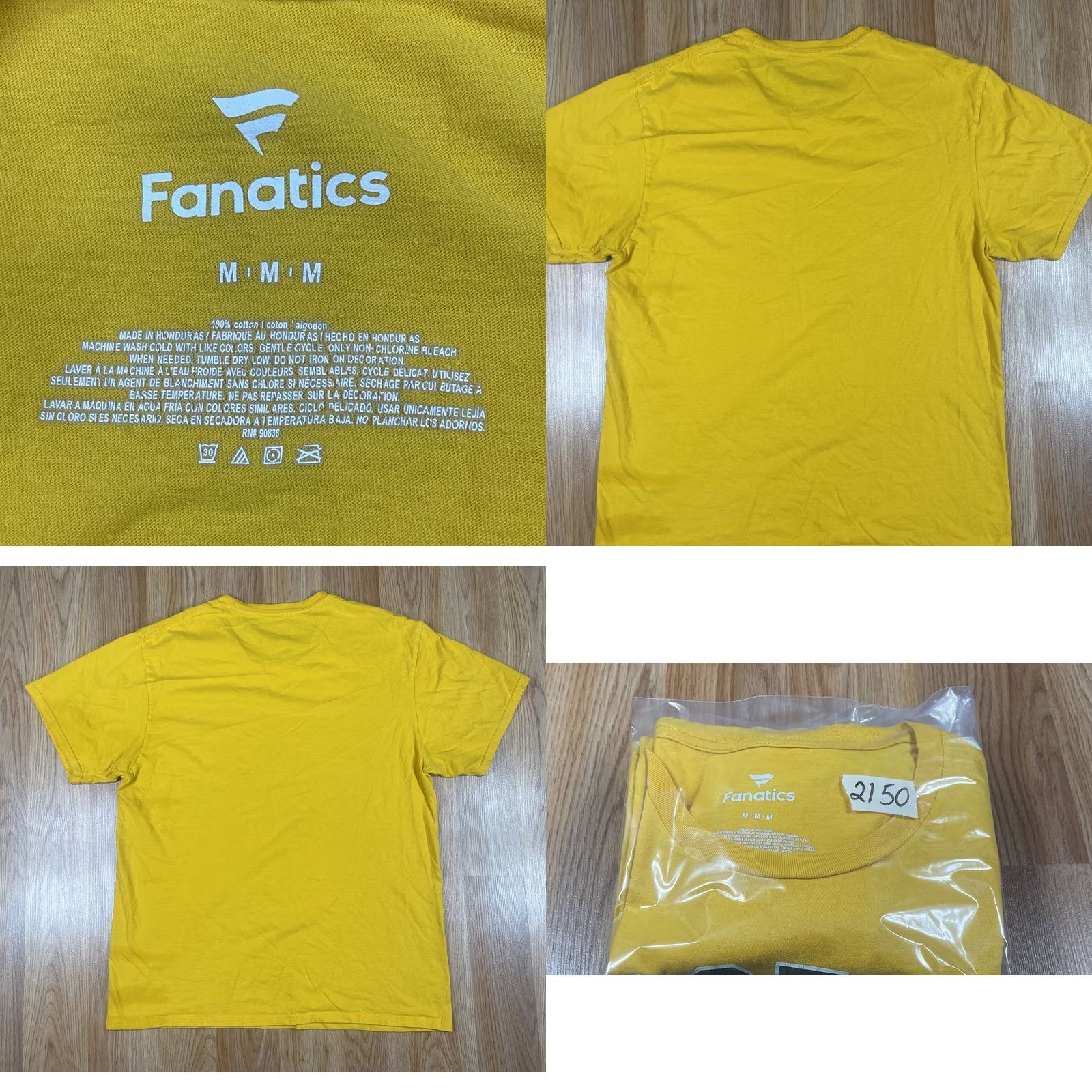 Vintage Fanatics Boston Bruins NHL Hockey T-Shirt Adults Medium M Yellow Cotton Printed Size US M / EU 48-50 / 2 - 8 Thumbnail