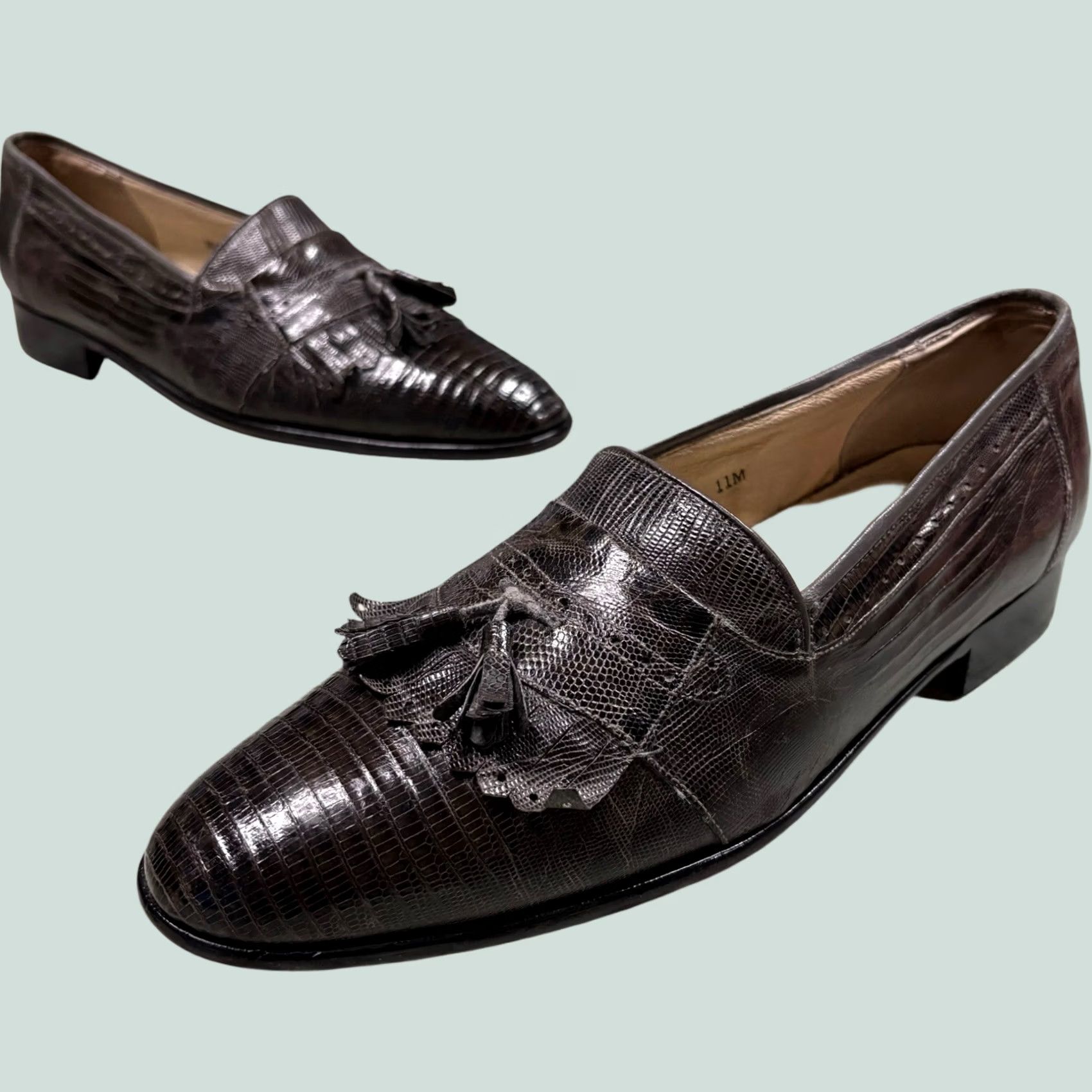 Bragano Tassel Loafers Men\'s Size‎ 10 M Black Woven Leather Slip On Shoes Bragano × Cole Haan Vintage Bragano Cole Haan Italy Black  main image 3