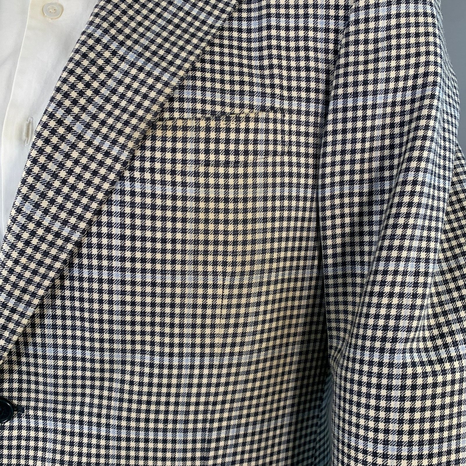 Canali CANALI White Black Checkered Wool Silk Linen Sport Coat Size 44R - 8 Thumbnail