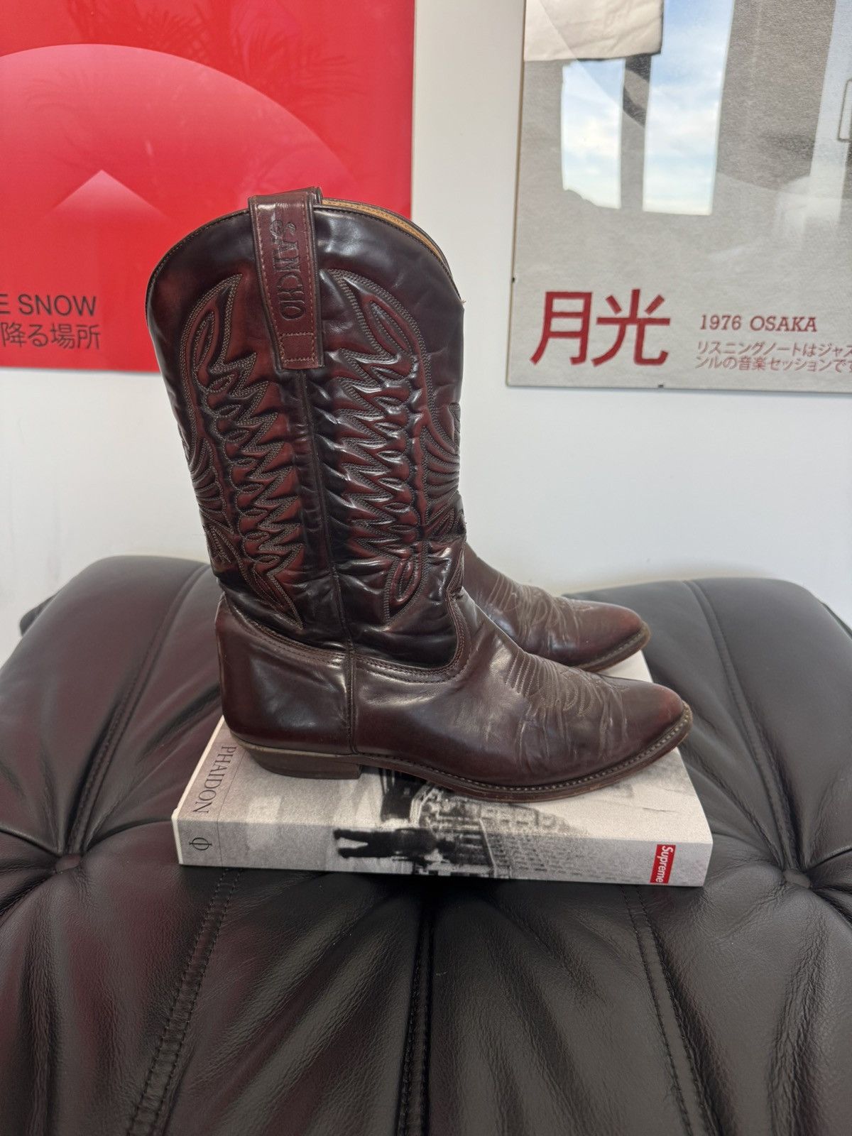 Leather Vintage Sancho Cowboy Leather Boots Washed High Faded Rare Size US 8 / EU 41 - 1 Thumbnail