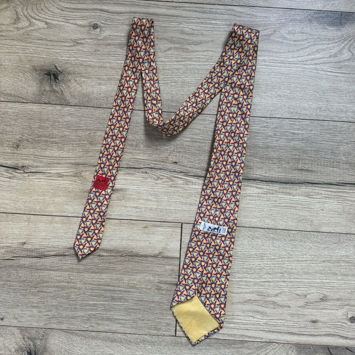 Hermes Hermes Chain Monogram Silk Tie Size ONE SIZE - 7 Thumbnail