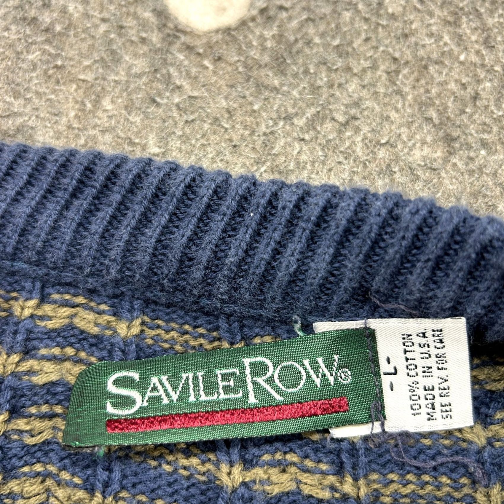 Vintage VINTAGE Savile Row Sweater Mens L Blue Green Pullover Geometric Cotton USA 90s Size US L / EU 52-54 / 3 - 5 Thumbnail