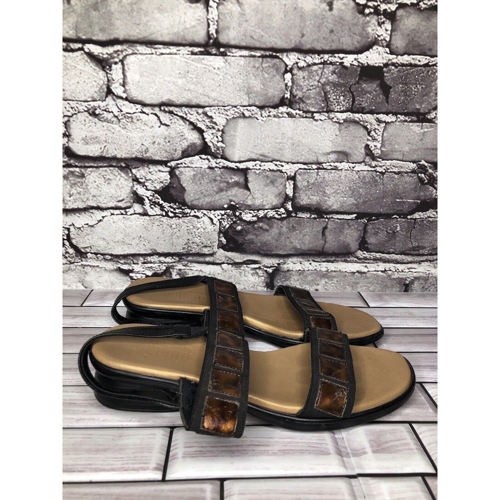 Other Munro Brown Synthetic Textile Comfort Heel Slingback Sandals Size US 5.5 / IT 35.5 - 18 Thumbnail