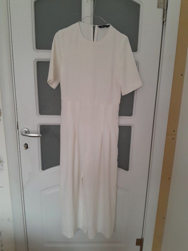 Zara White Jumpsuit Size S / US 4 / IT 40 - 1 Thumbnail